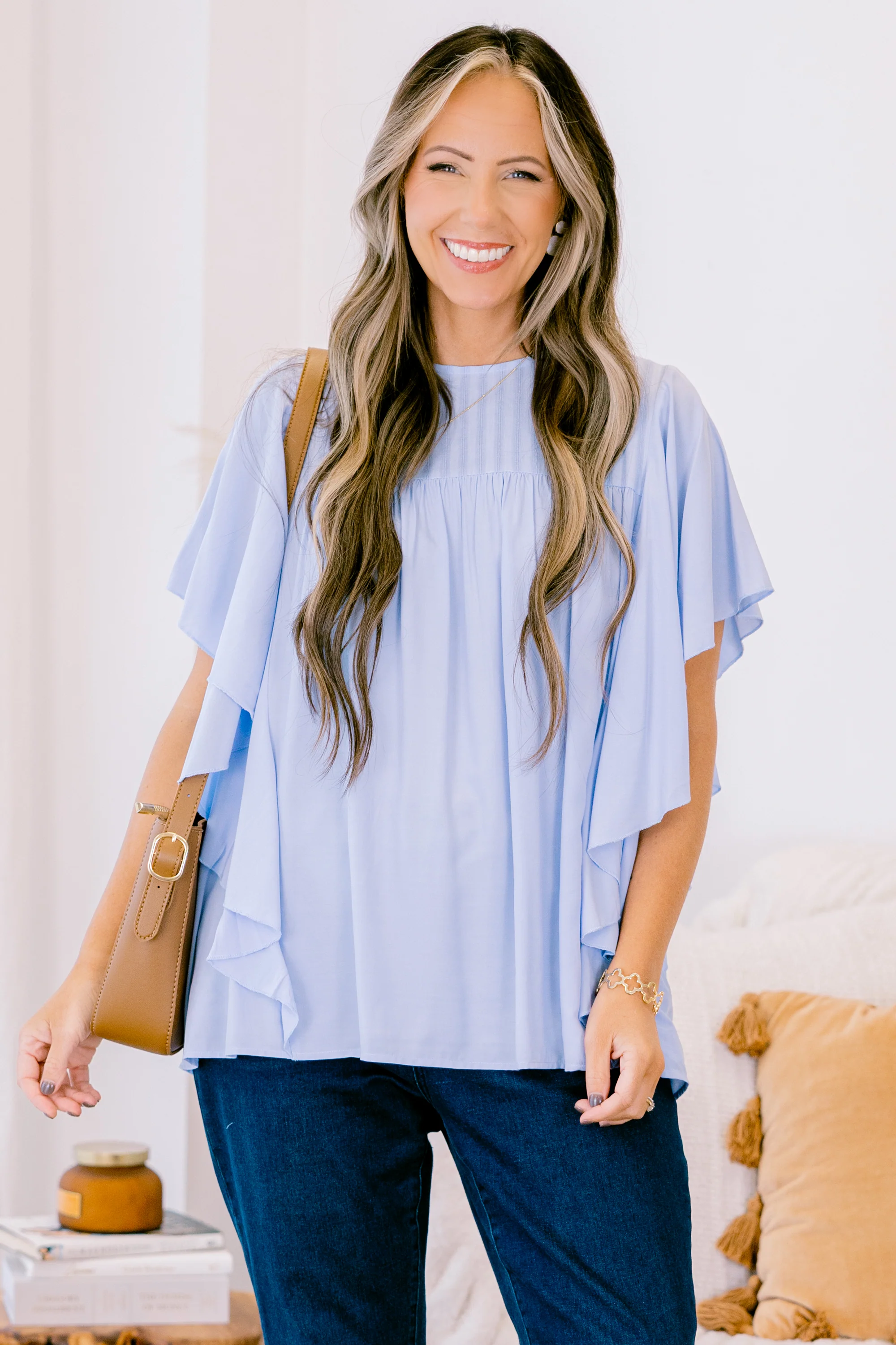 Joy And Jasmine Top, Blue - Weilaico