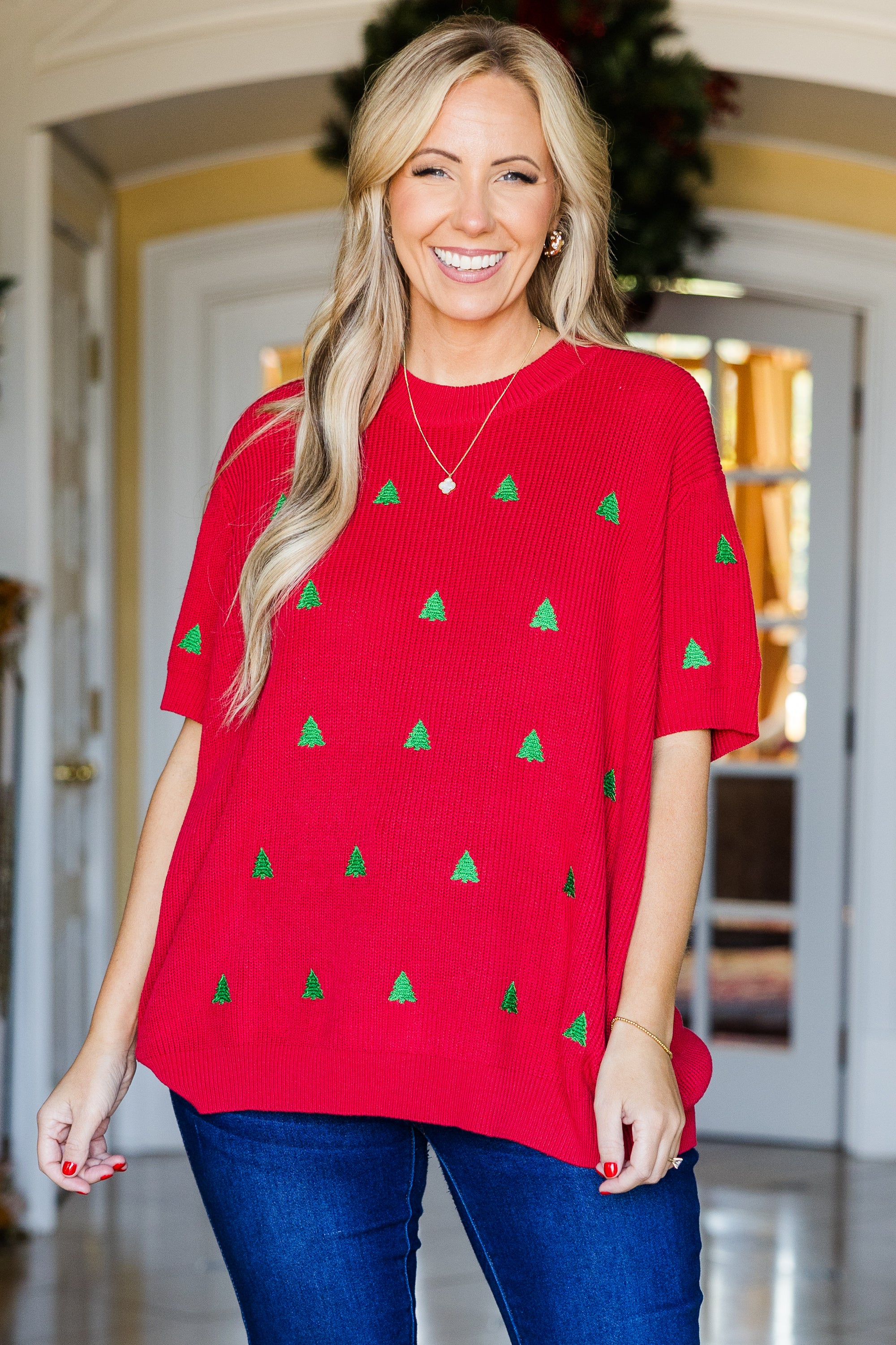 All I Want For Christmas Is You Sweater, Red - Weilaico