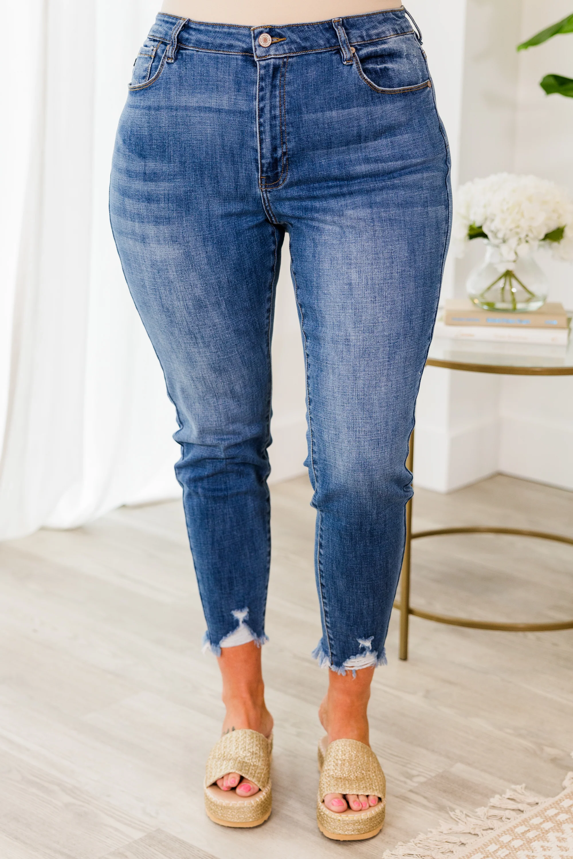Busy Babe Jeans, Medium Wash - Weilaico