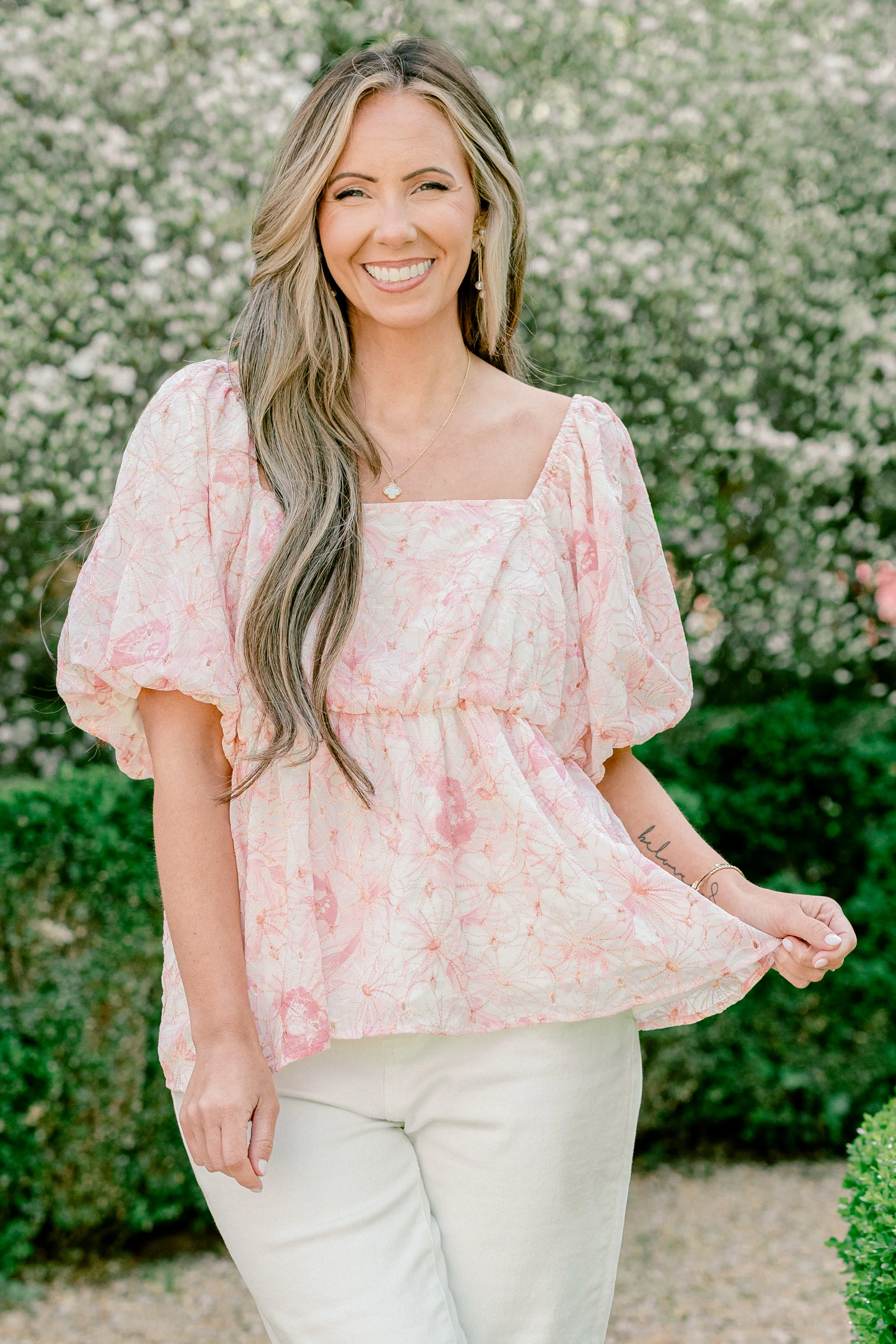 Spring Romance Top, Pink Floral - Weilaico