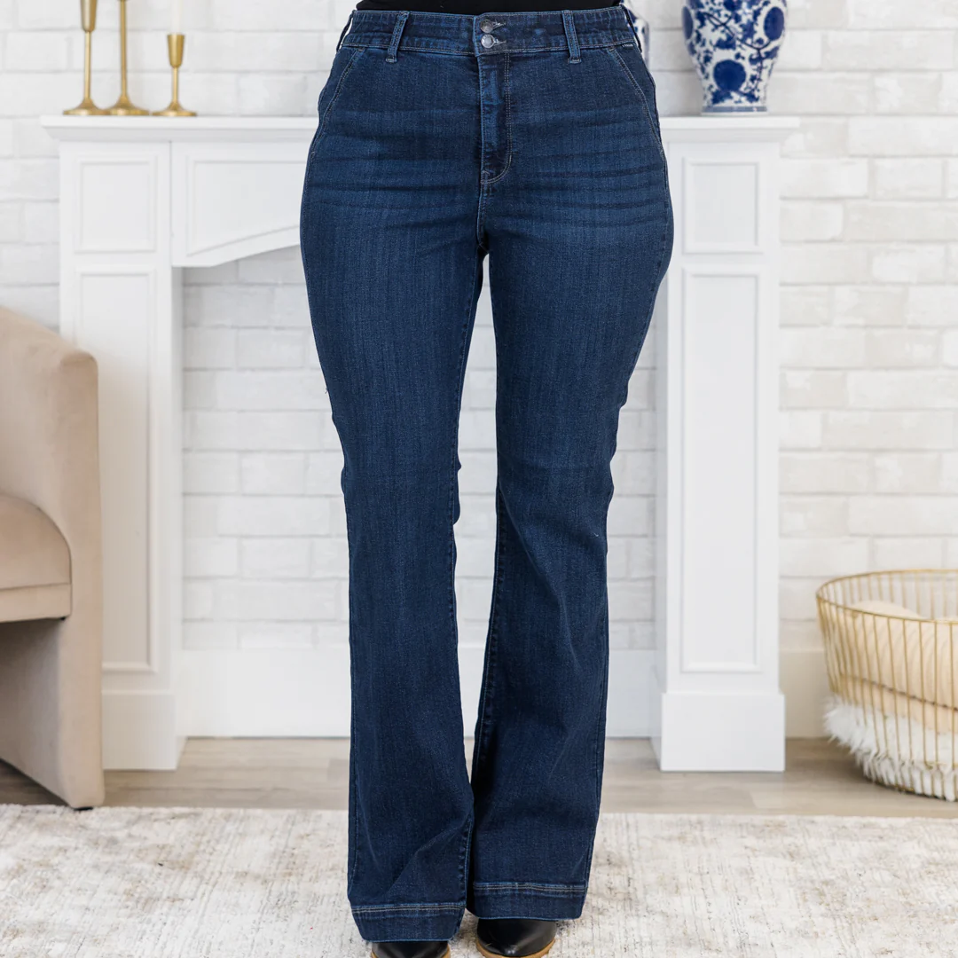 Jumping Ahead Jeans, Dark Wash - Weilaico