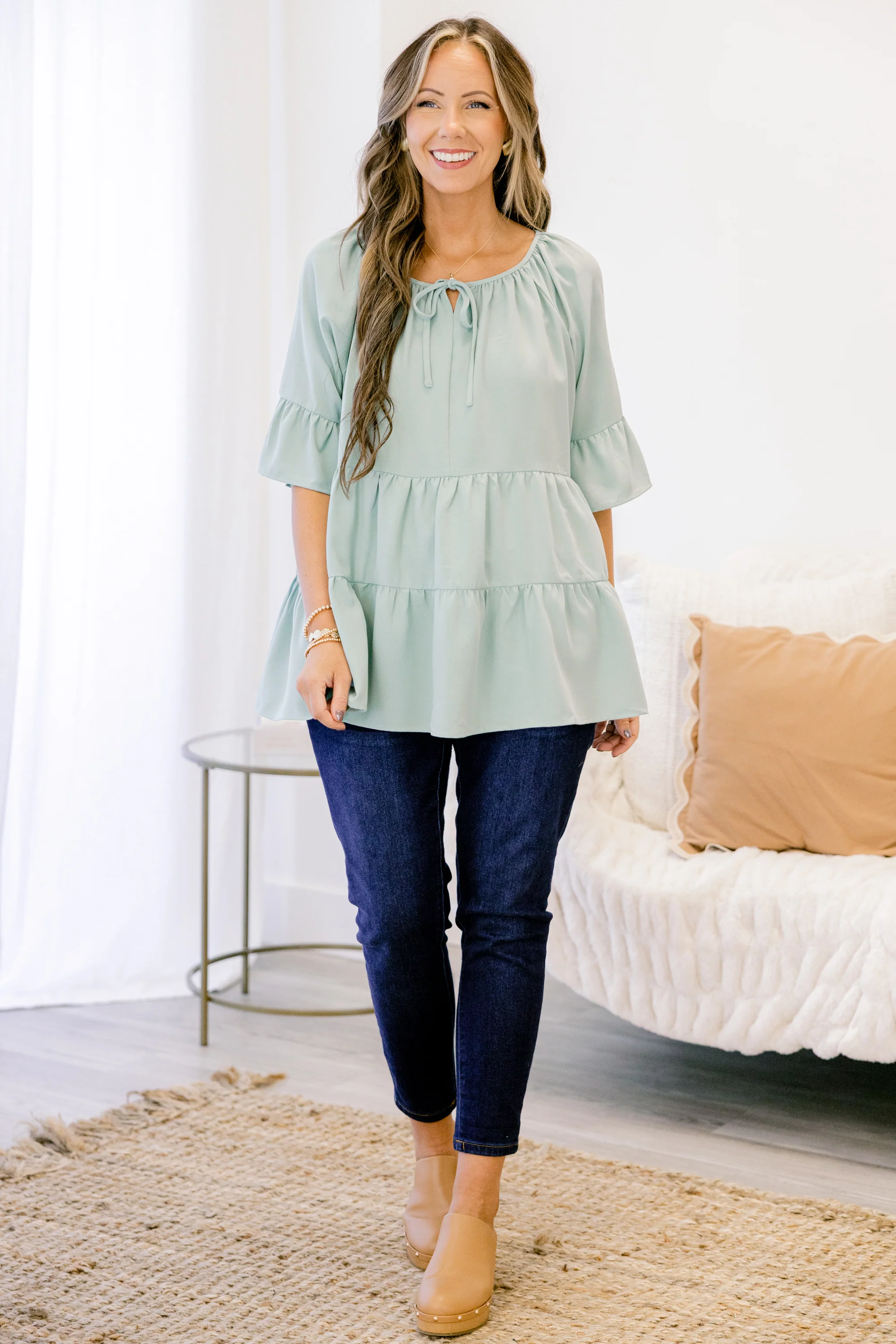 Siren Song Top, Dusty Sage - Weilaico