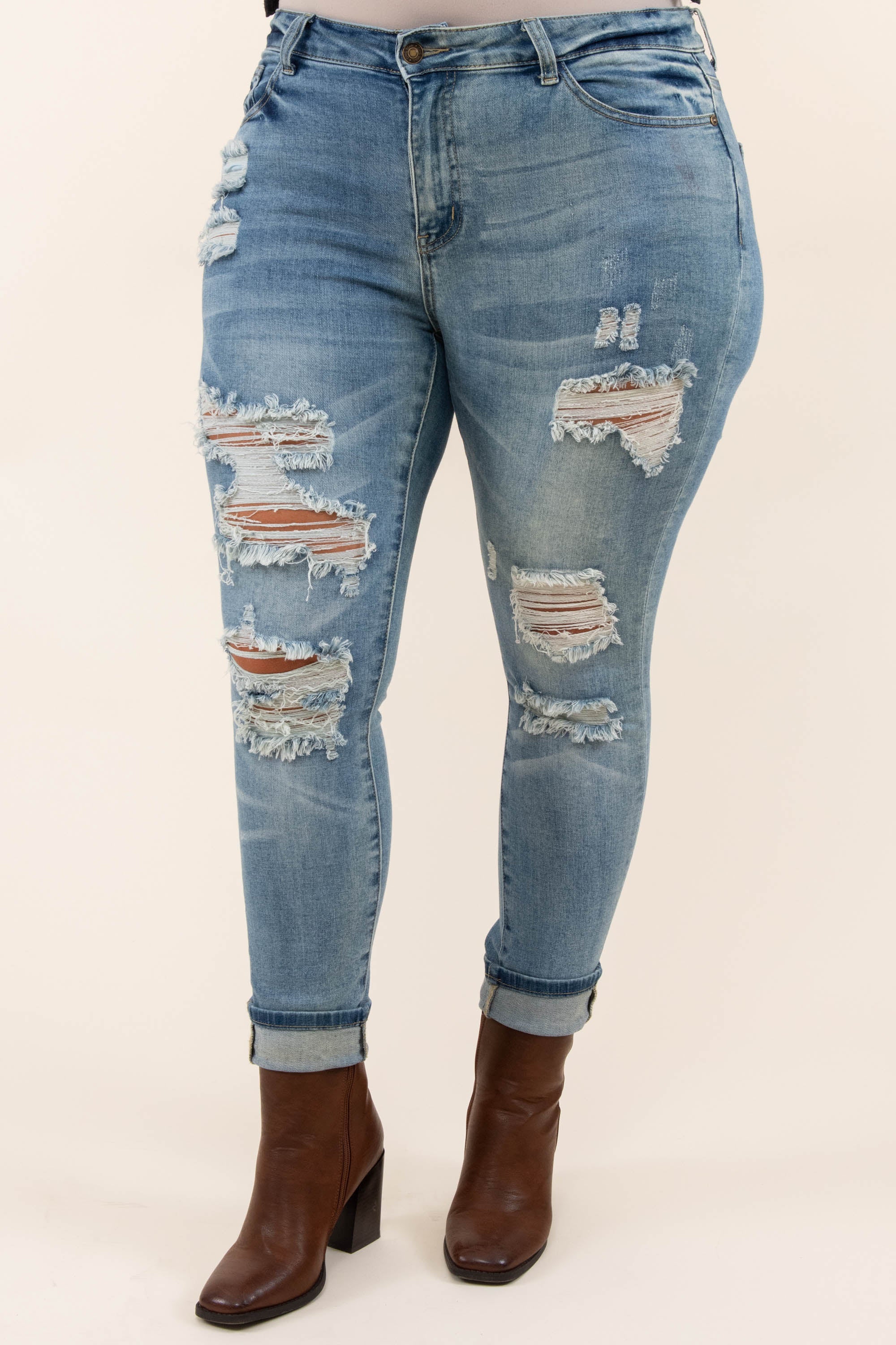 Go Explore Boyfriend Jeans, Medium Wash - Weilaico