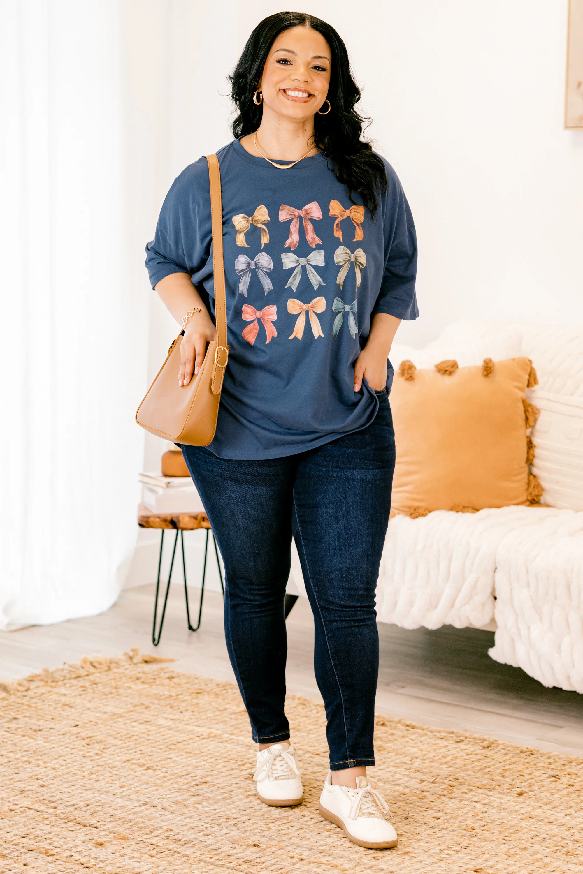 Colors of Autumn Boyfriend Tee, Midnight Navy - Weilaico