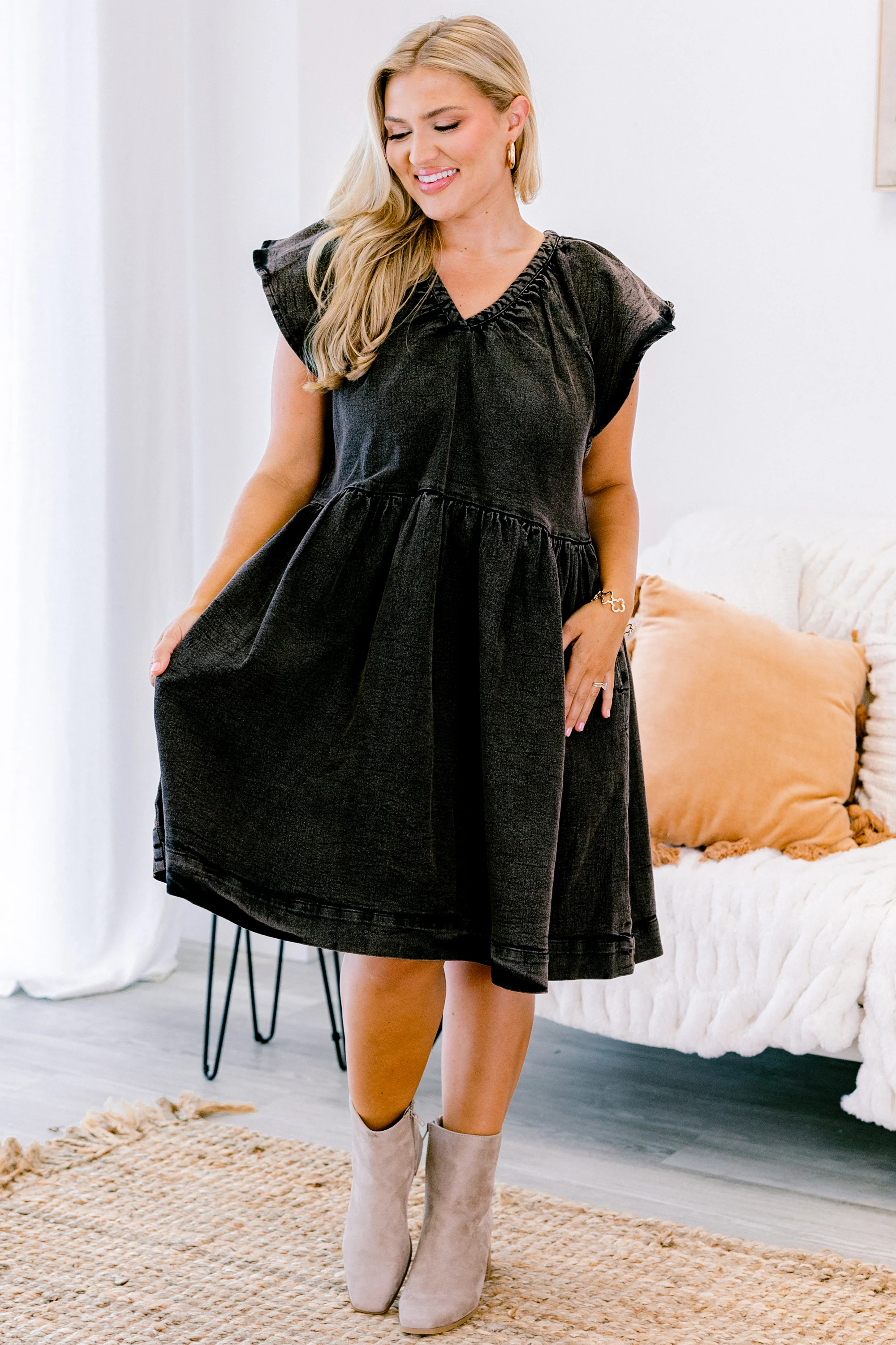 Joy of Simplicity Dress, Black - Weilaico