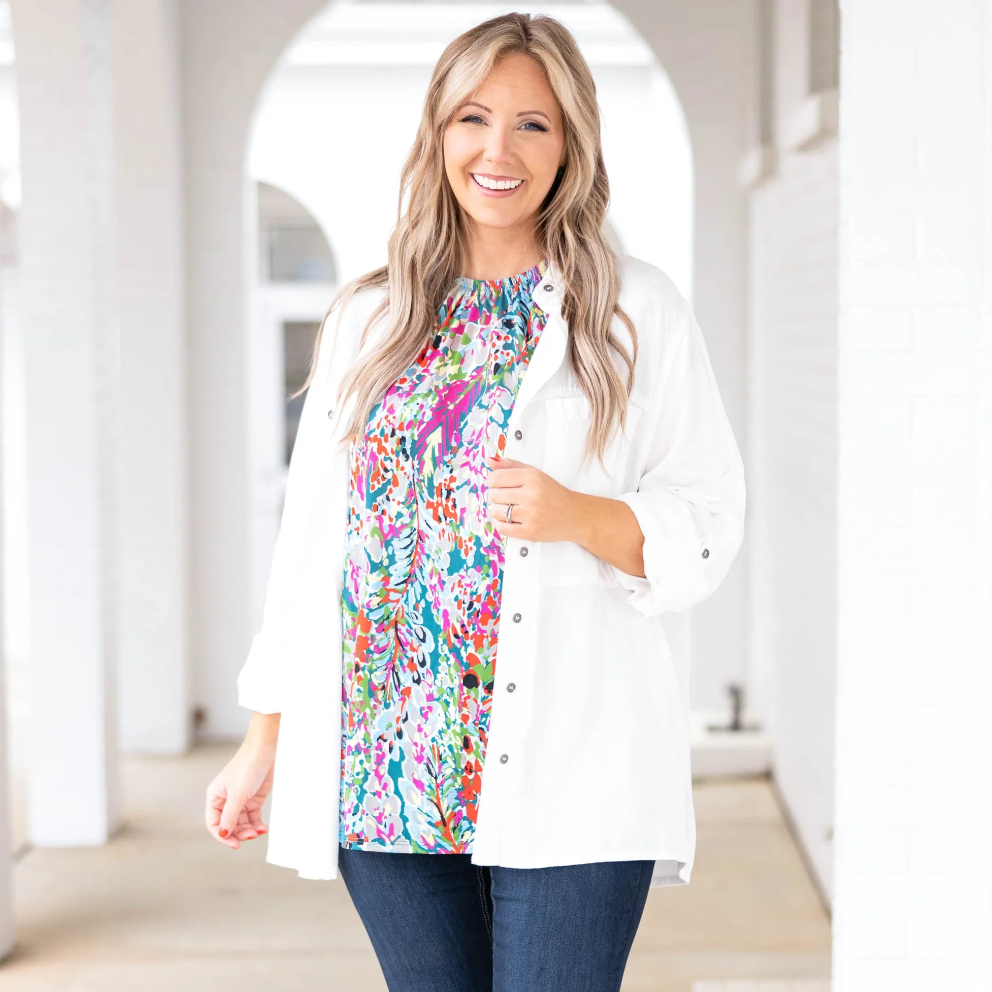 A Brand New Day Shacket, White - Weilaico