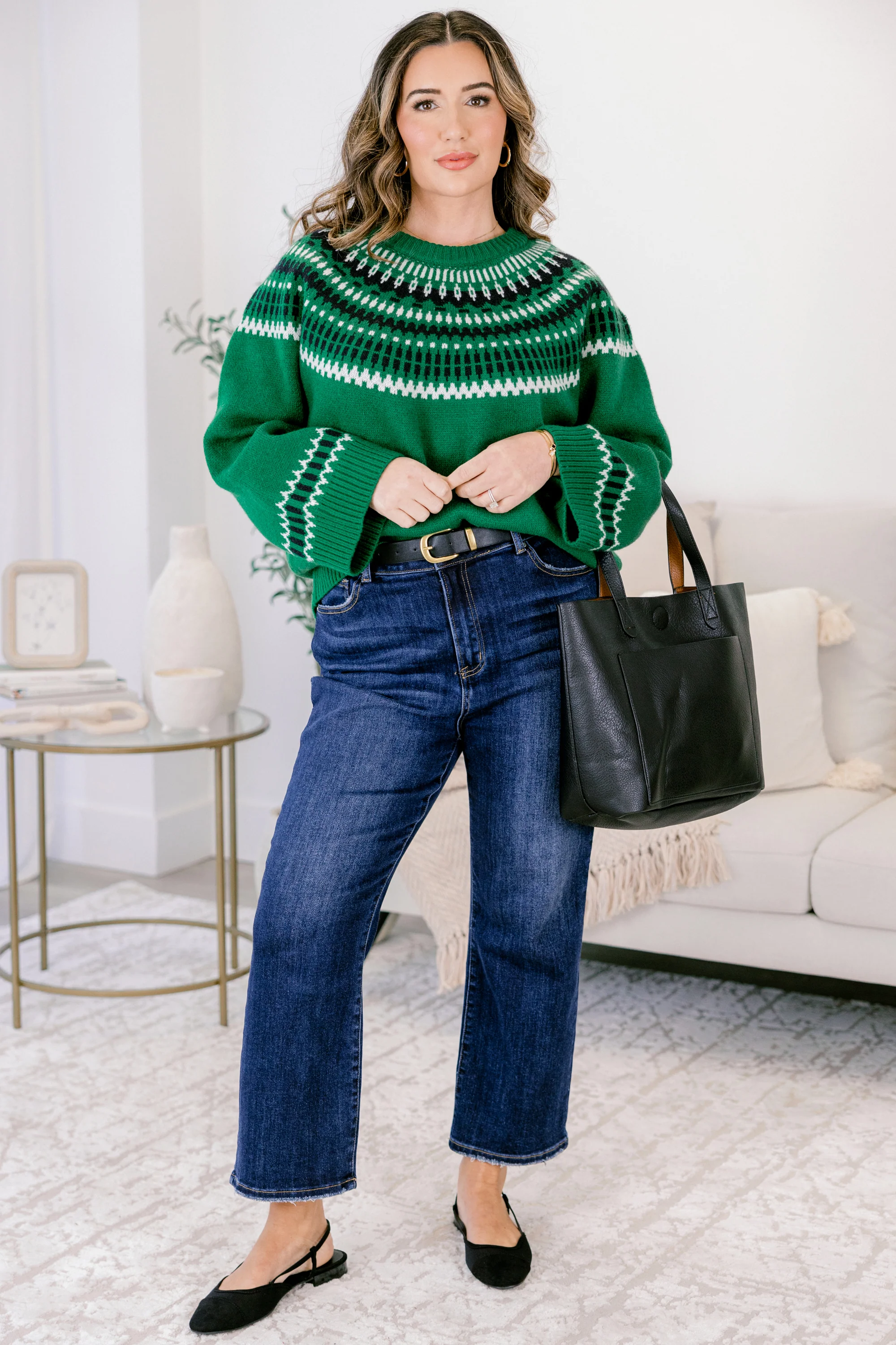 Her Own Thing Sweater, Emerald - Weilaico
