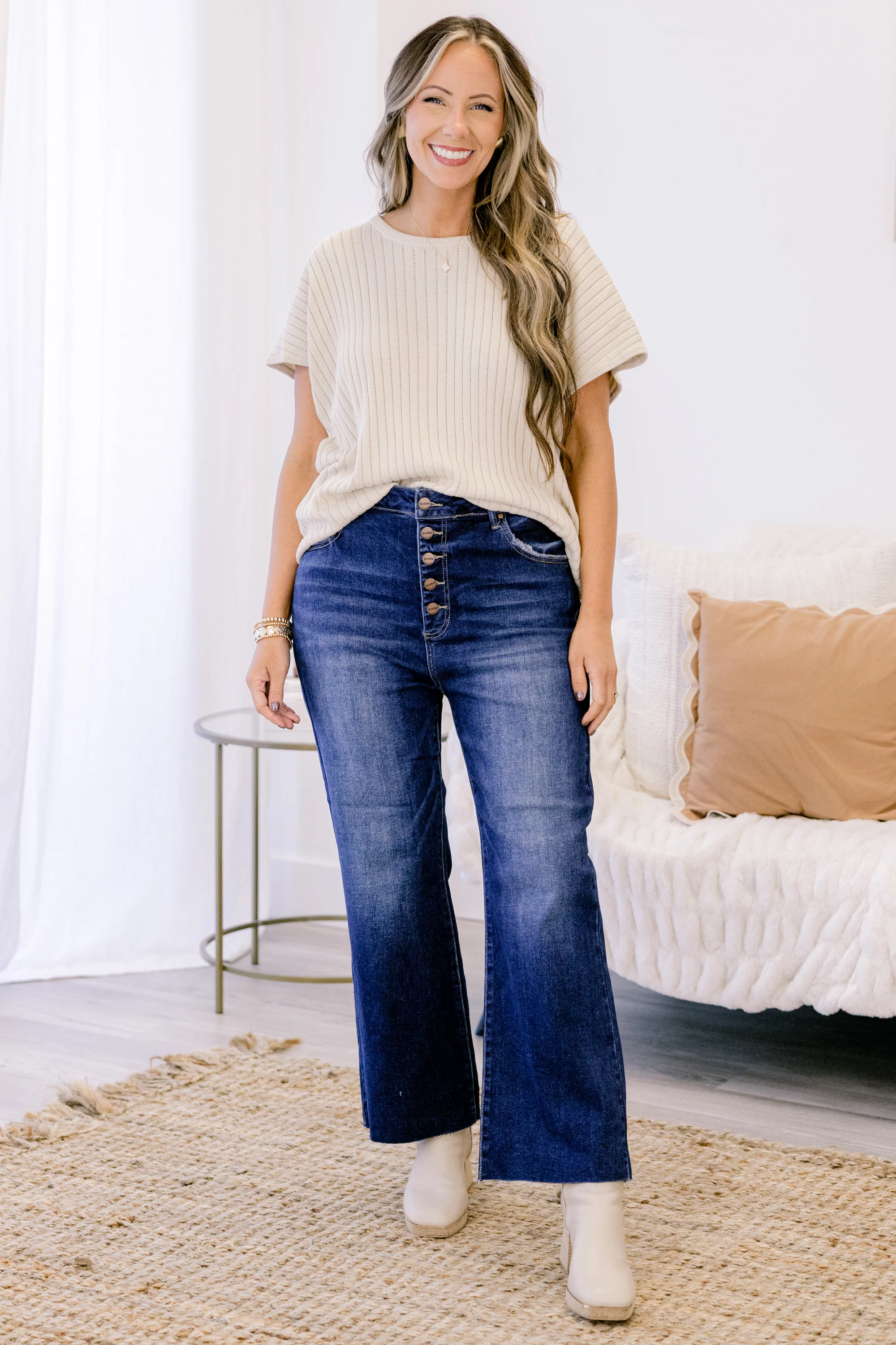 So Much To Say Jeans, Dark Wash - Weilaico