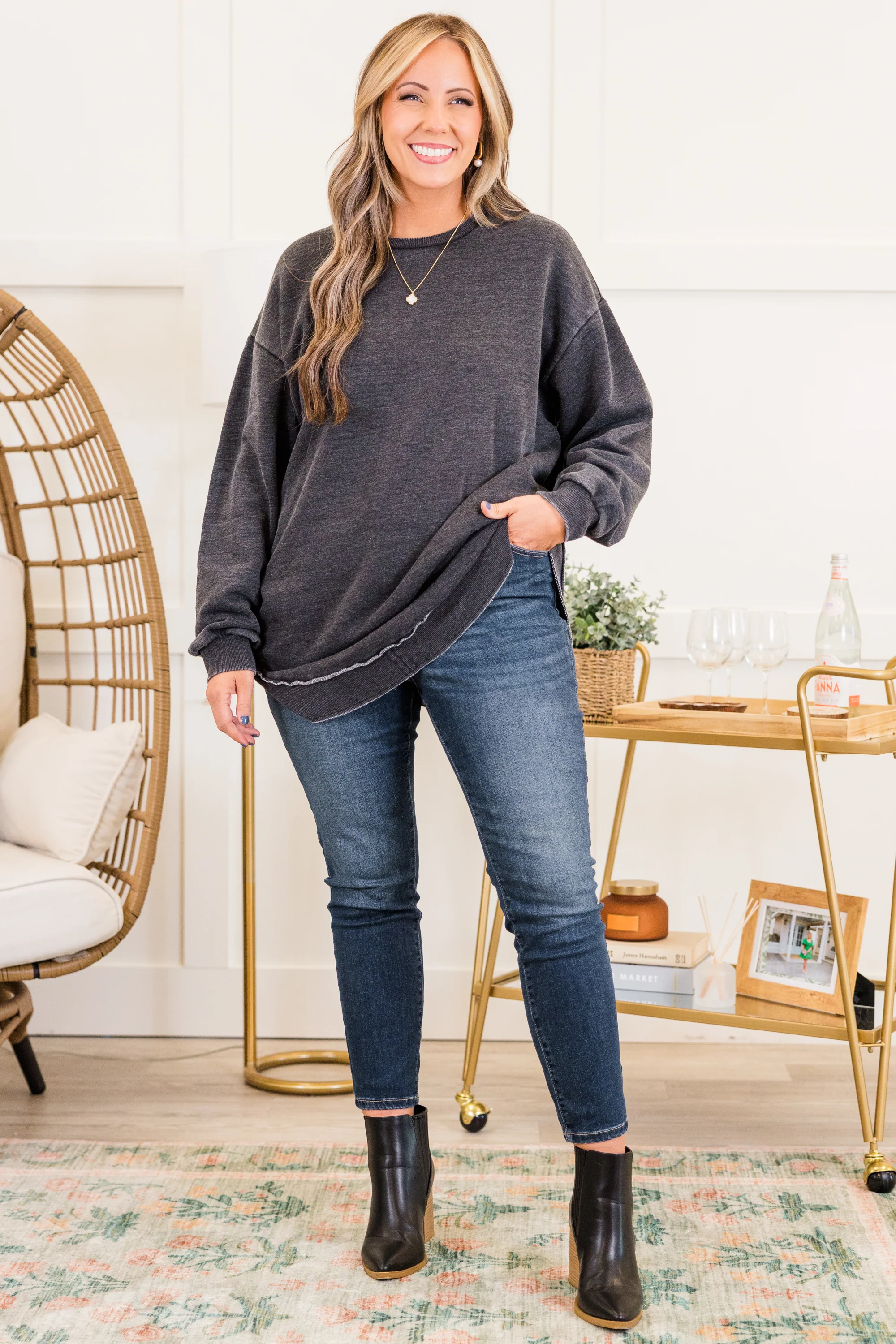 My Life In Pink Tunic, Black - Weilaico