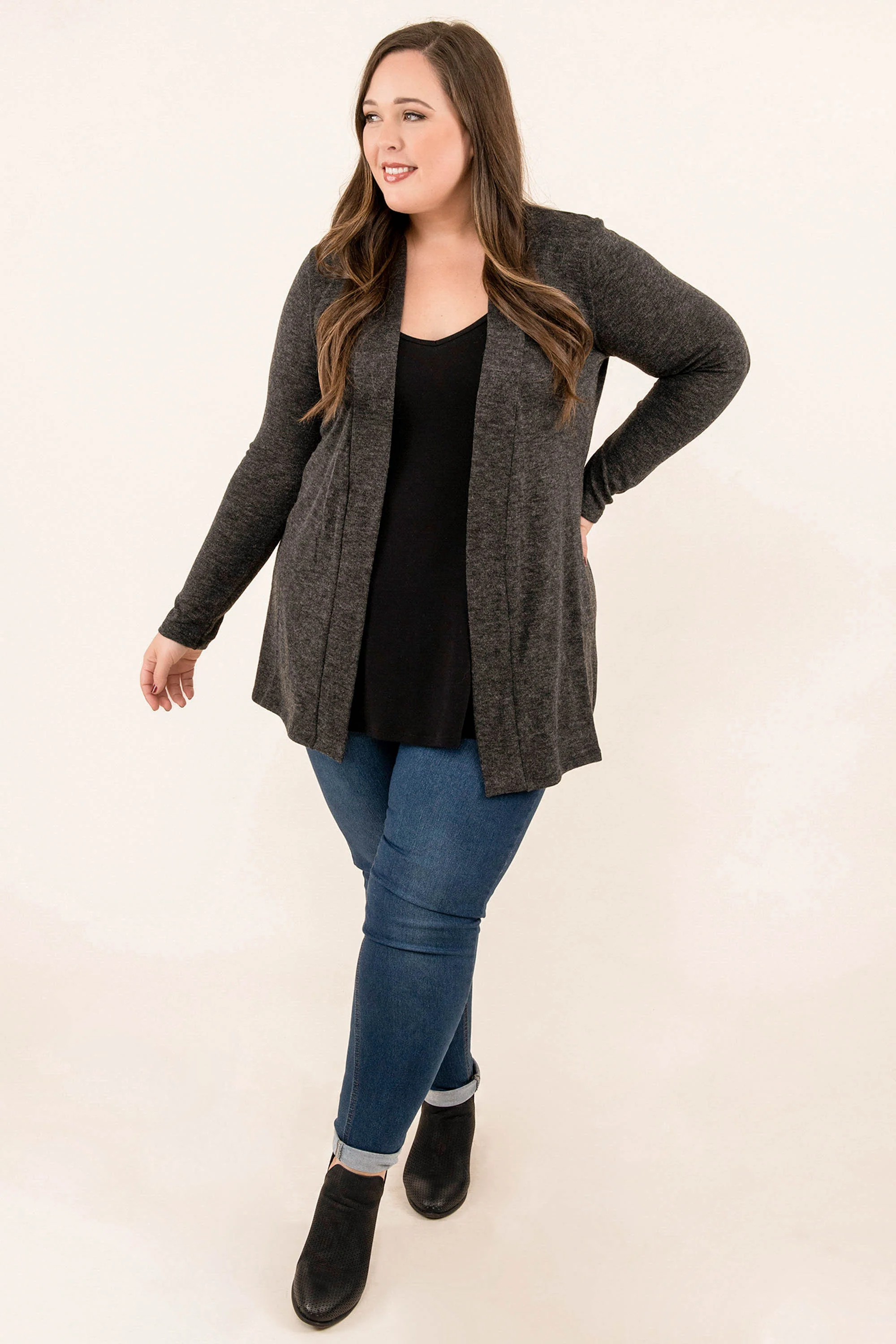 Waiting For This Moment Cardigan, Charcoal - Weilaico