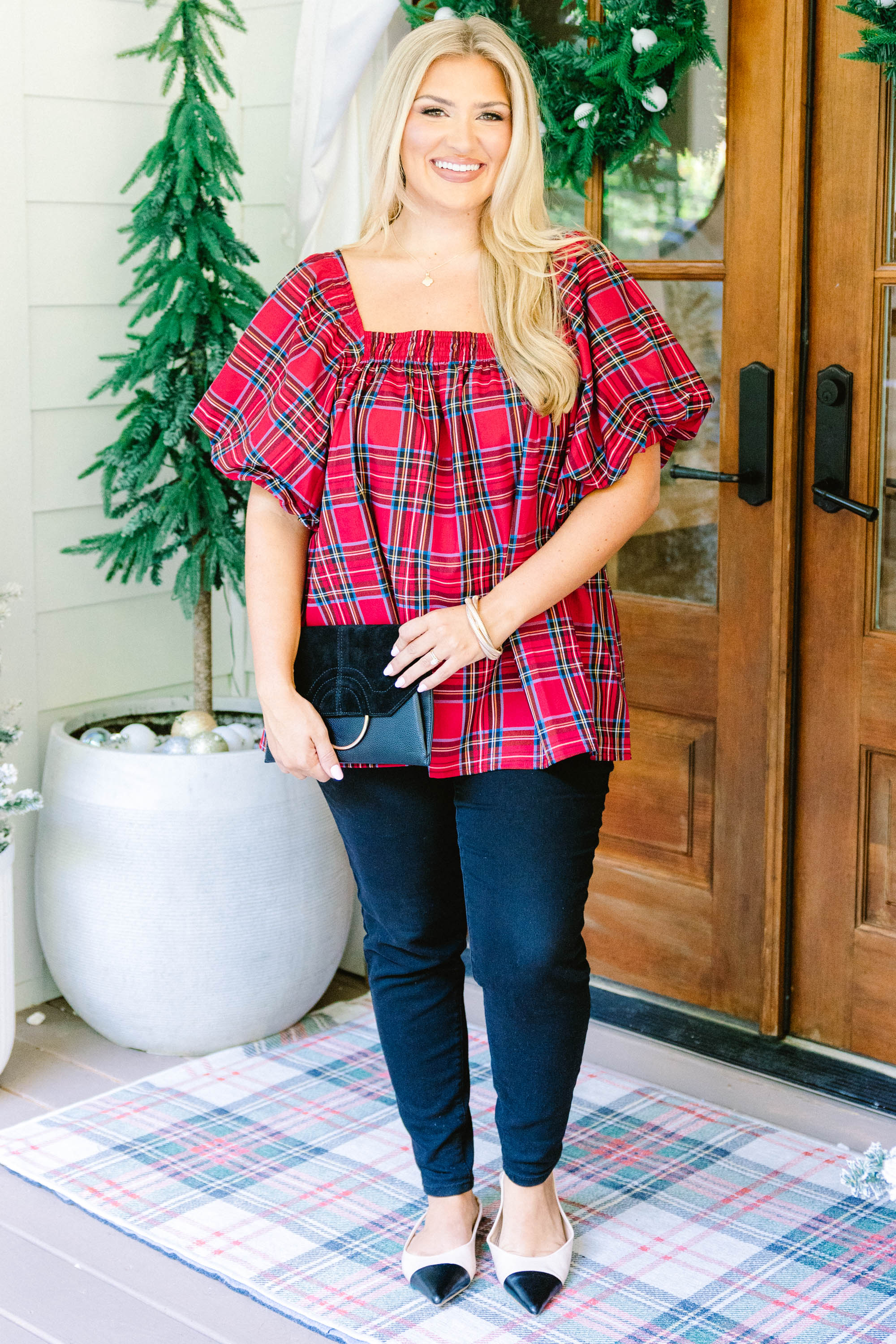 Cozy Love Top, Red Plaid - Weilaico