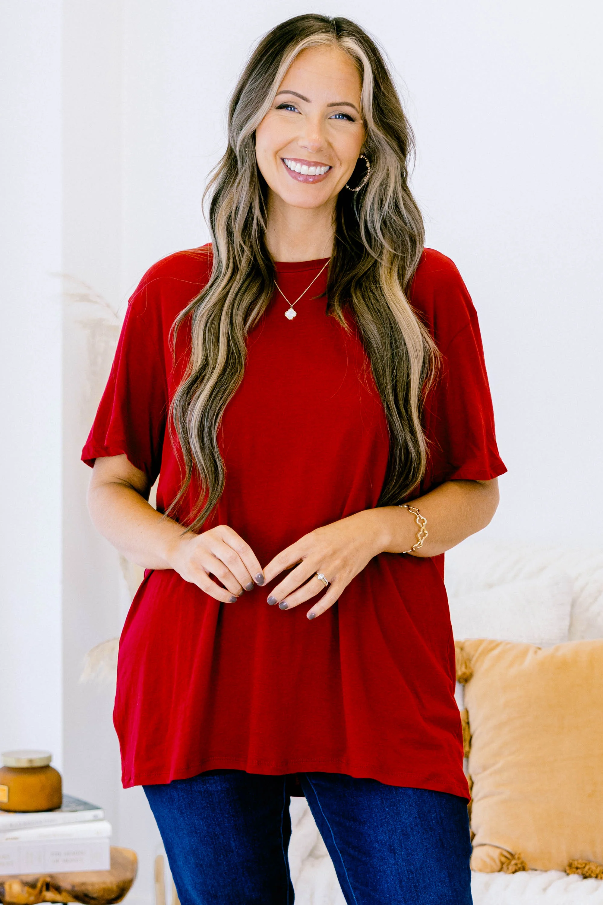 String Of Luck Tee, Burgundy - Weilaico