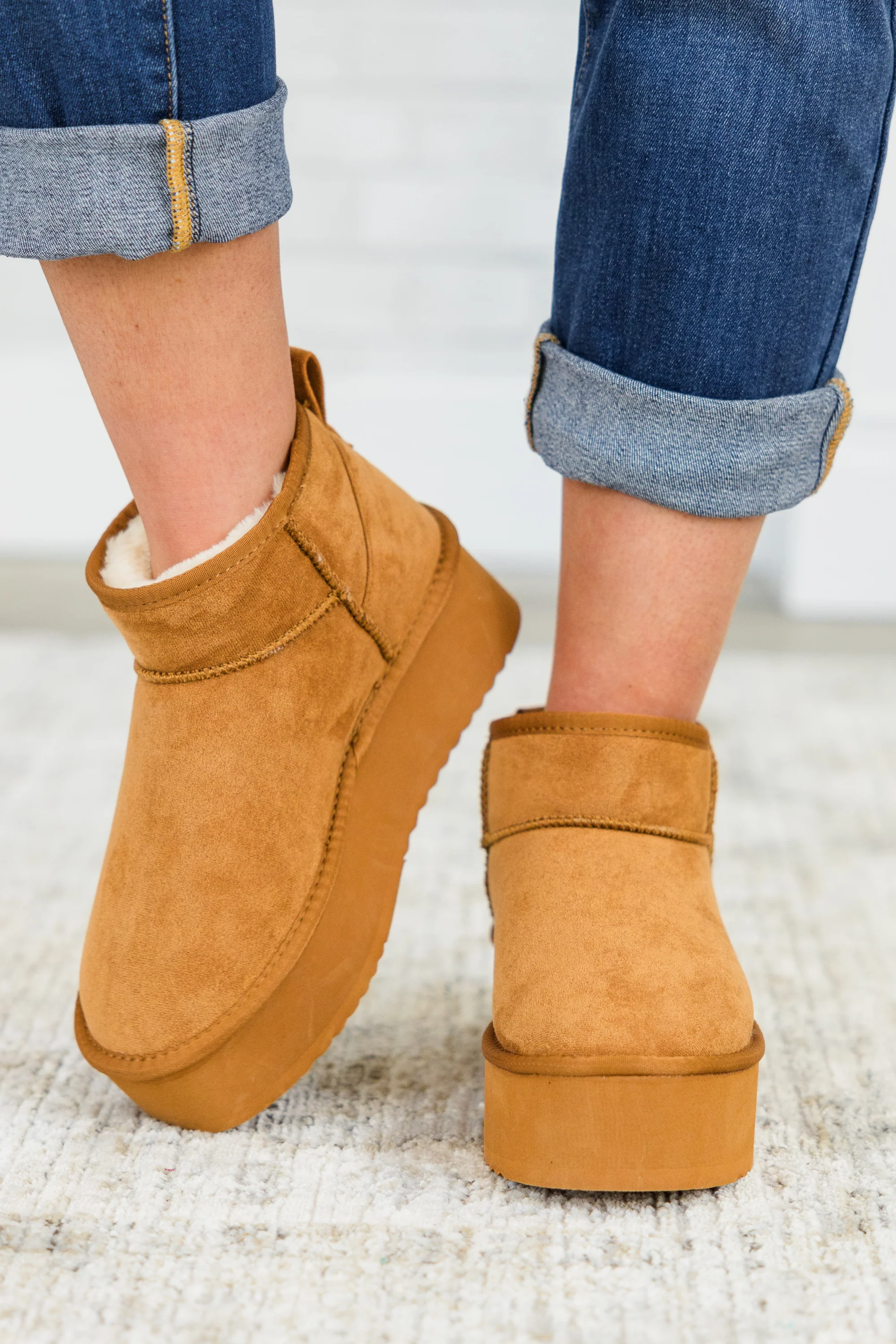 Cozy In Comfort Booties, Tan - Weilaico