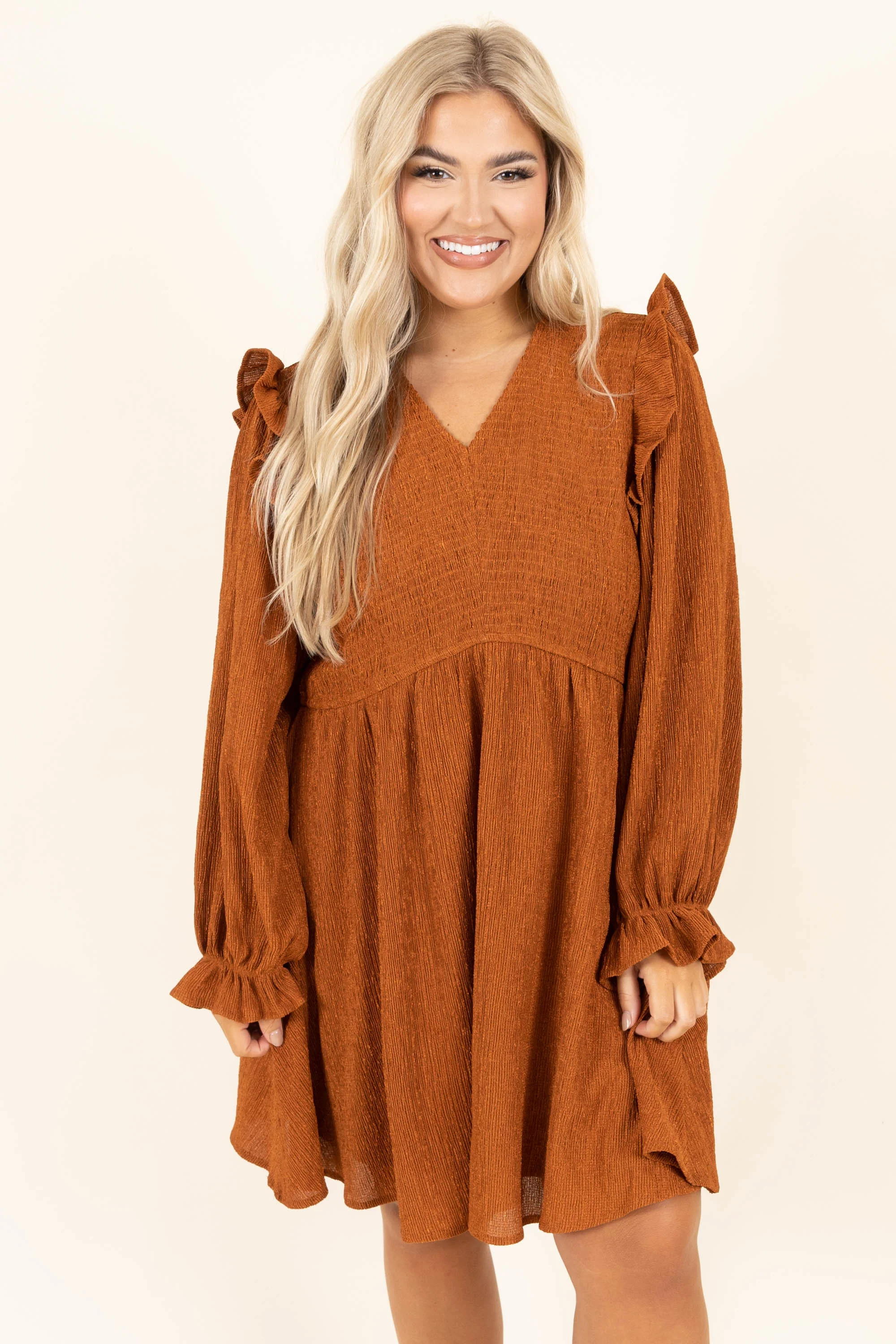 Cinnamon Girl Dress, Caramel - Weilaico