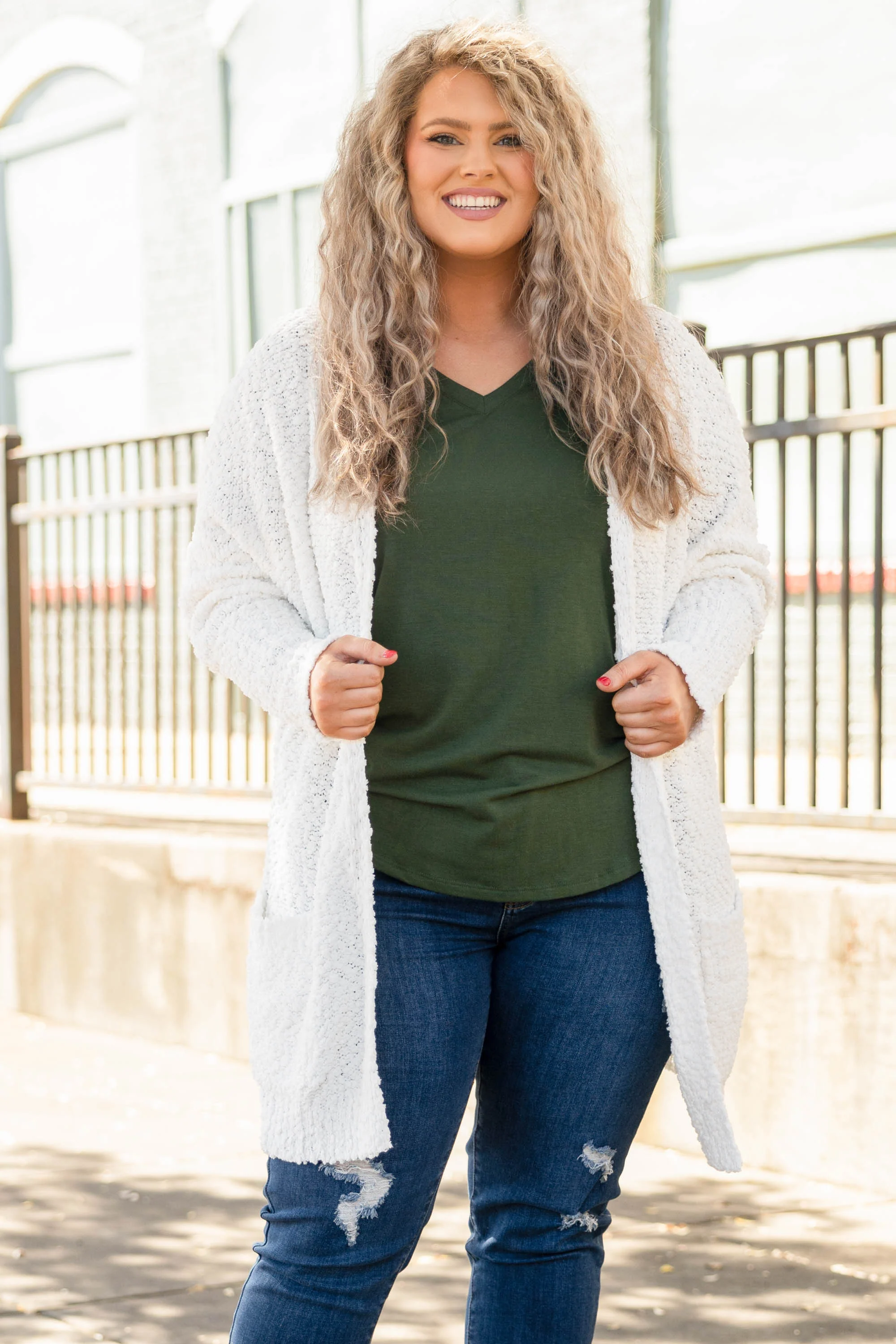 Confident Decisions Cardigan, White - Weilaico