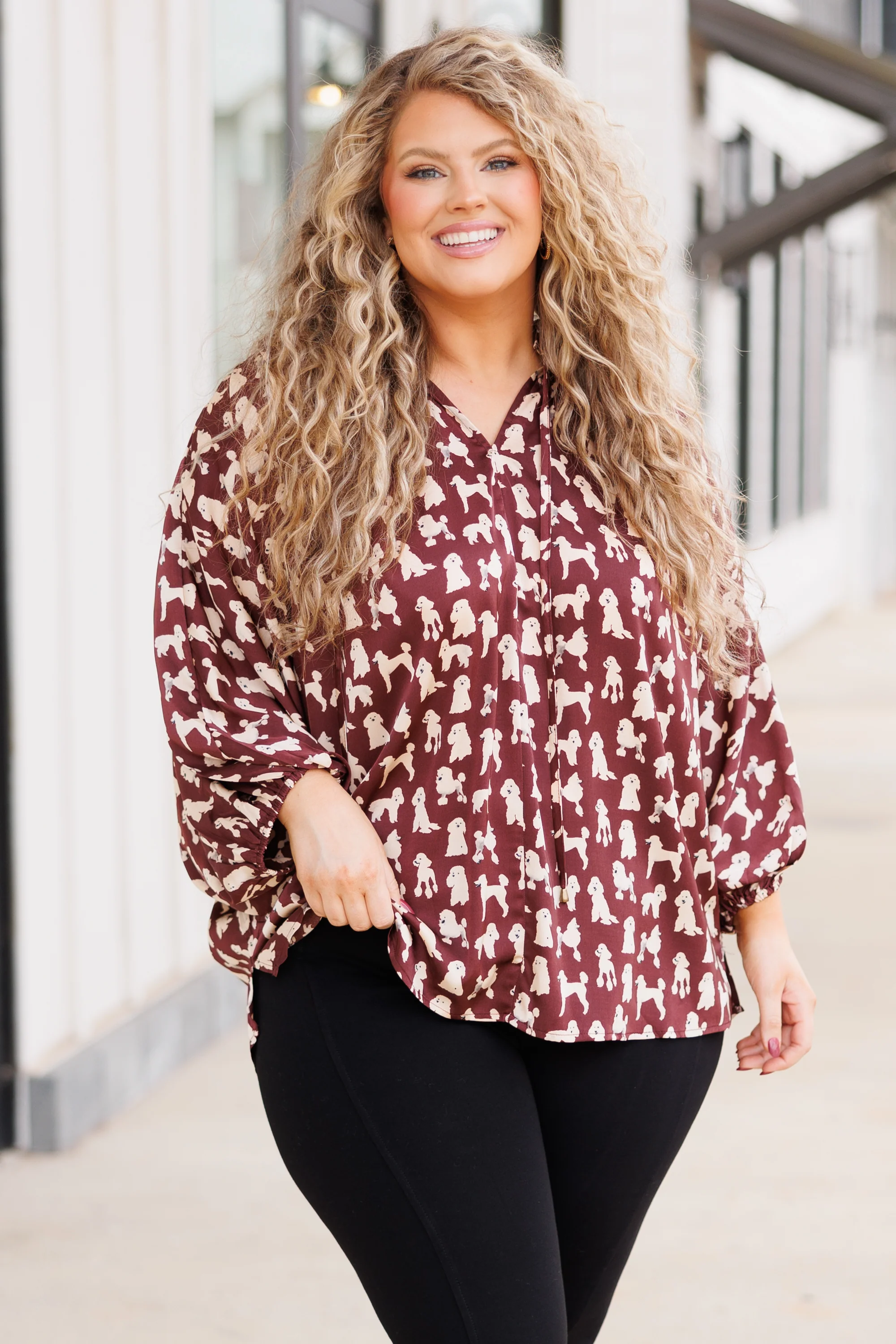 Coffee & Puppies Top, Brown - Weilaico