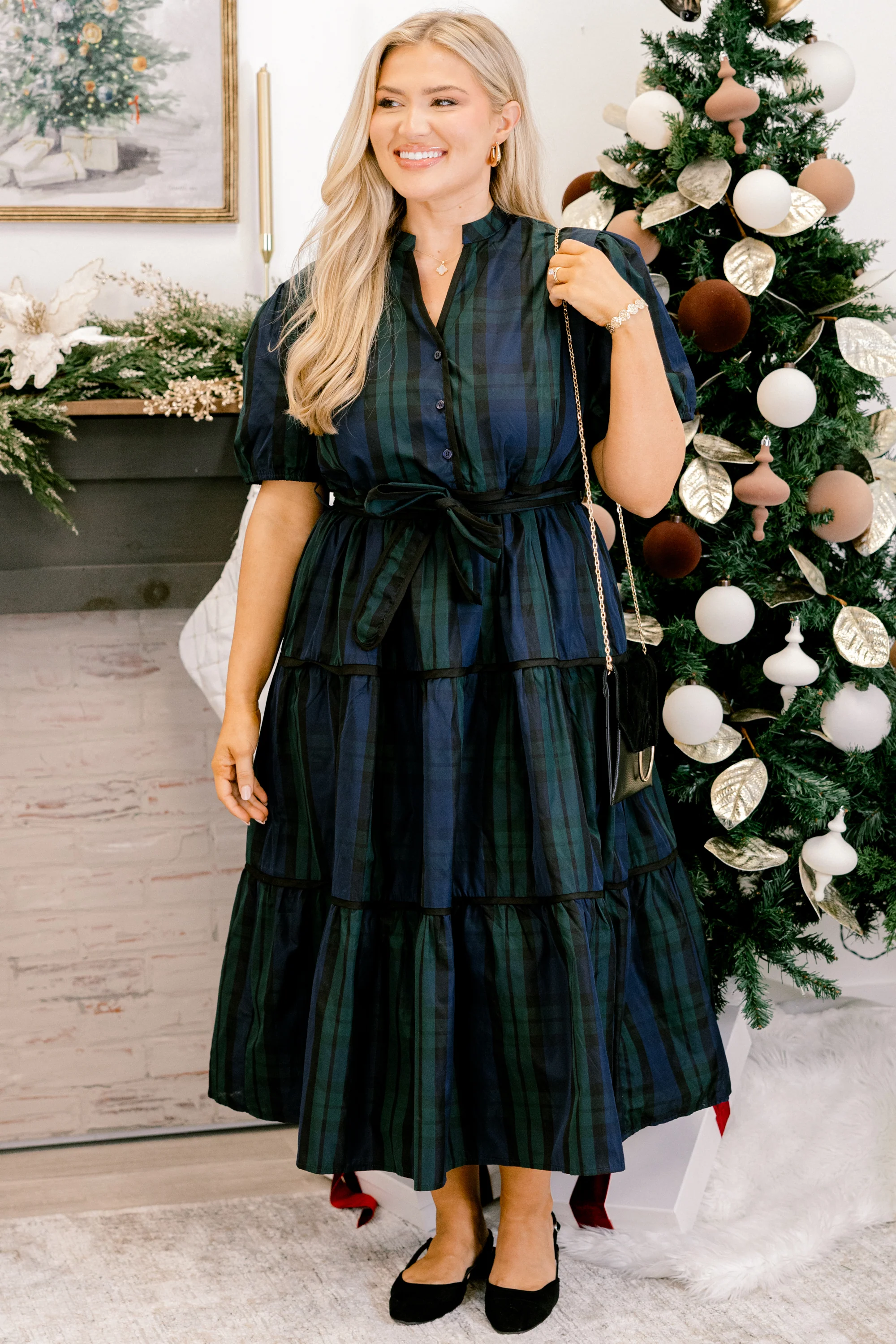 Hope Of It All Dress, Black Watch - Weilaico