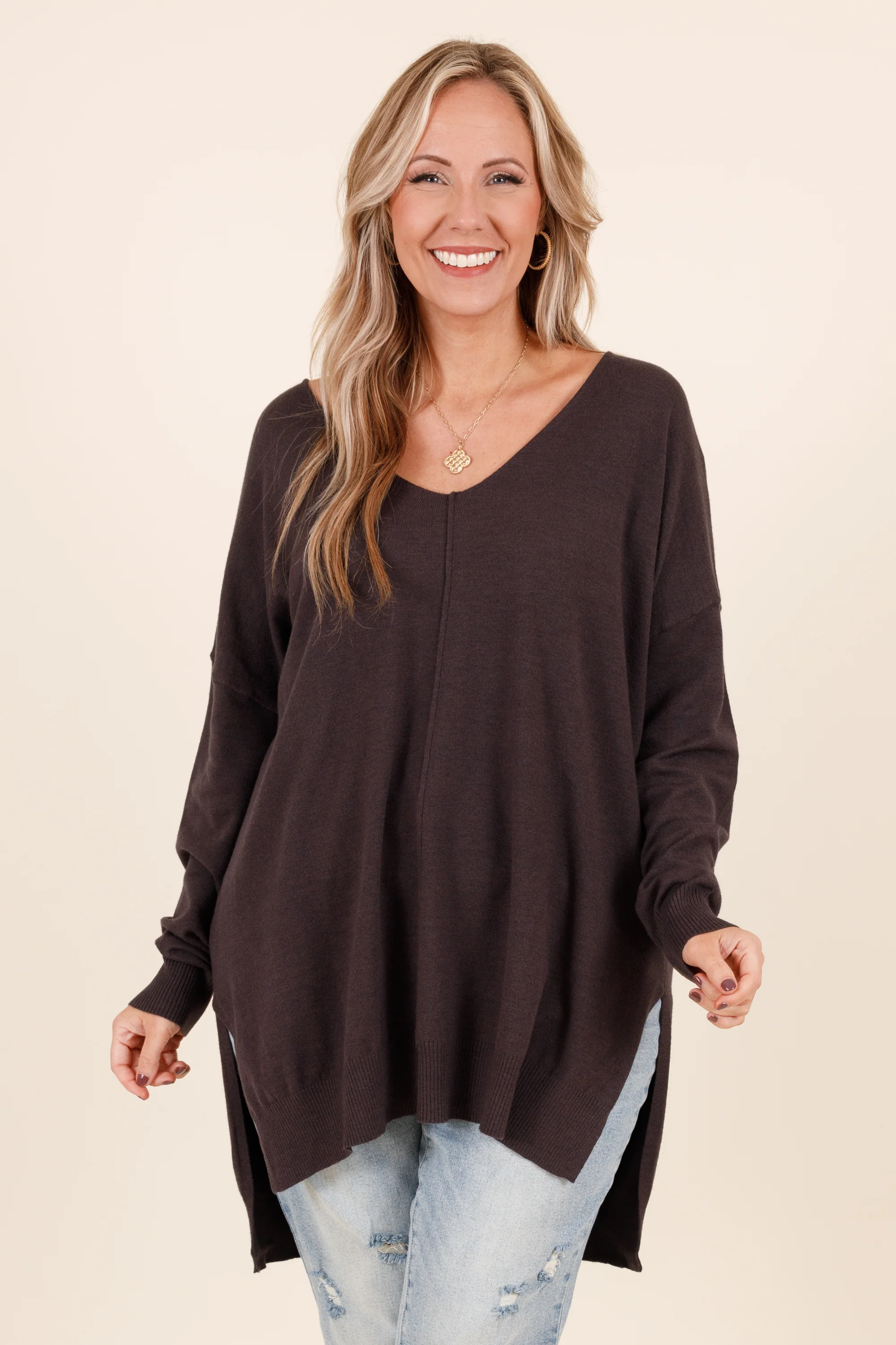 Miss Who I Was Sweater, Charcoal - Weilaico