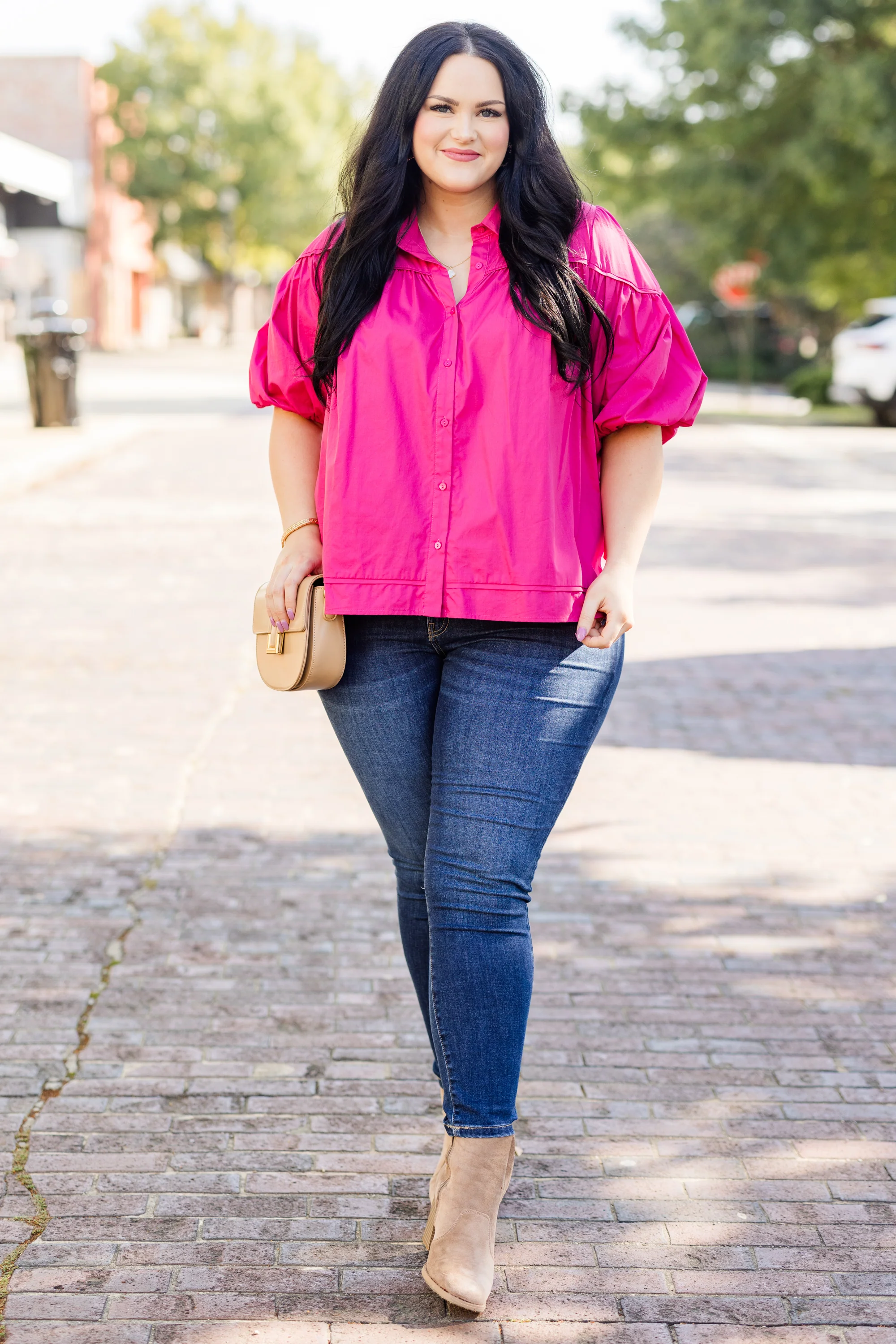 Love Is All Around Blouse, Magenta - Weilaico