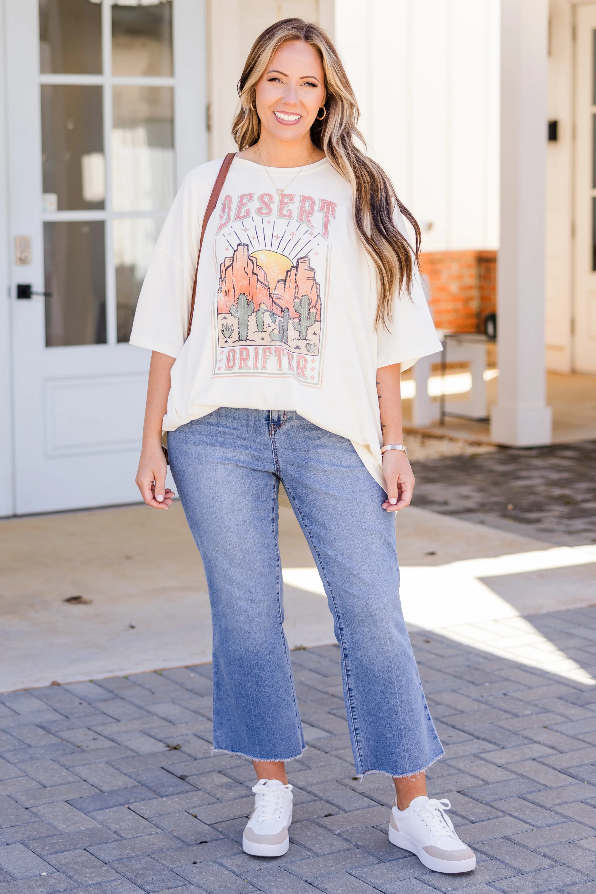 Arizona Plateau Boyfriend Tee, Ivory - Weilaico