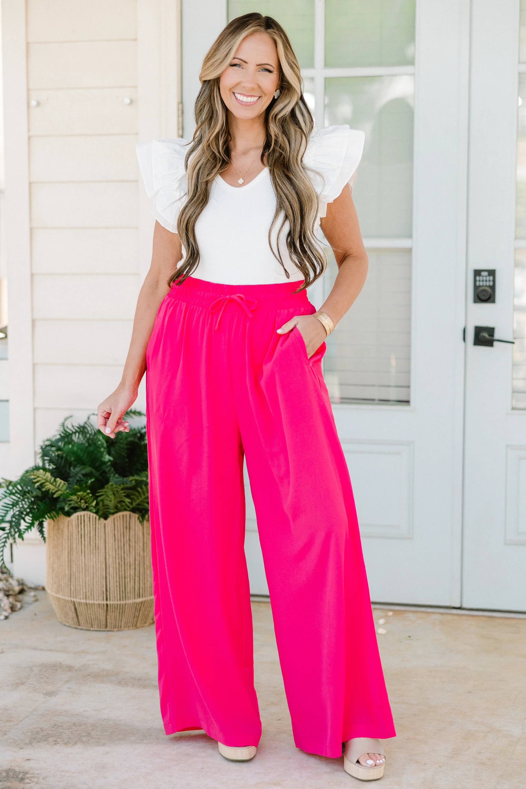 Can't Sit Still Pants, Hot Pink - Weilaico