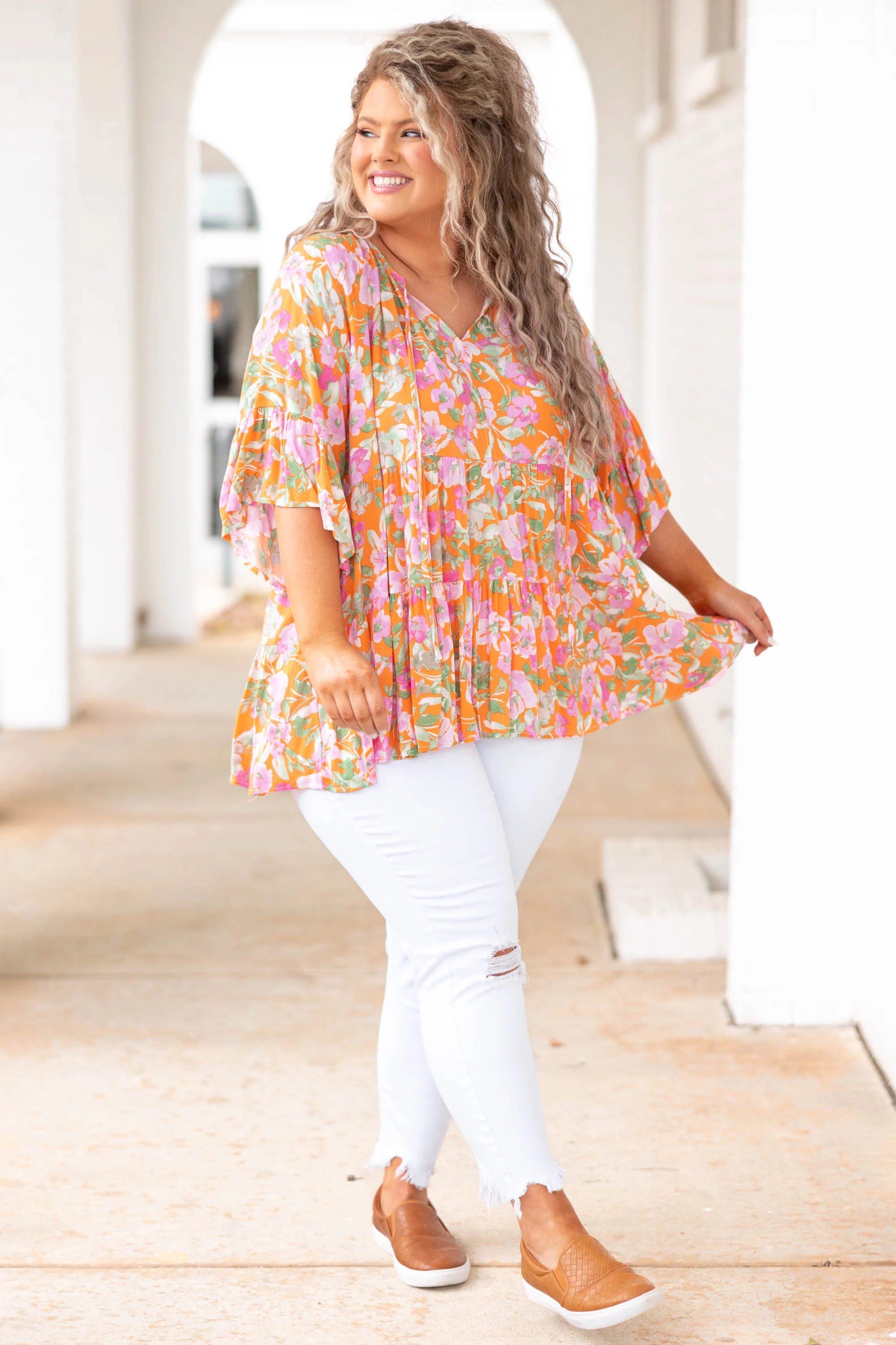 Here She Comes Top, Orange - Weilaico