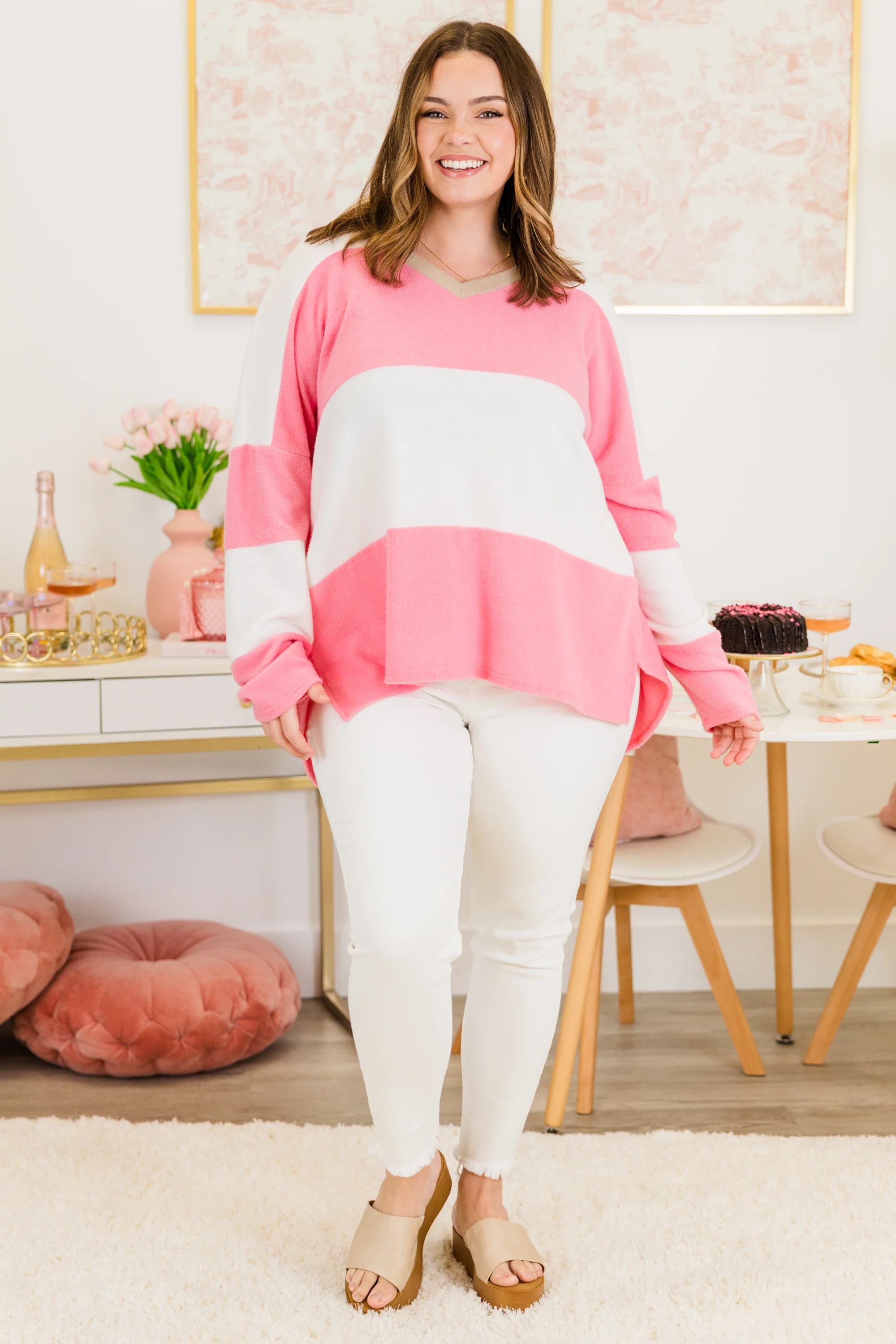 Smooth Days Ahead Pullover, Pink - Weilaico