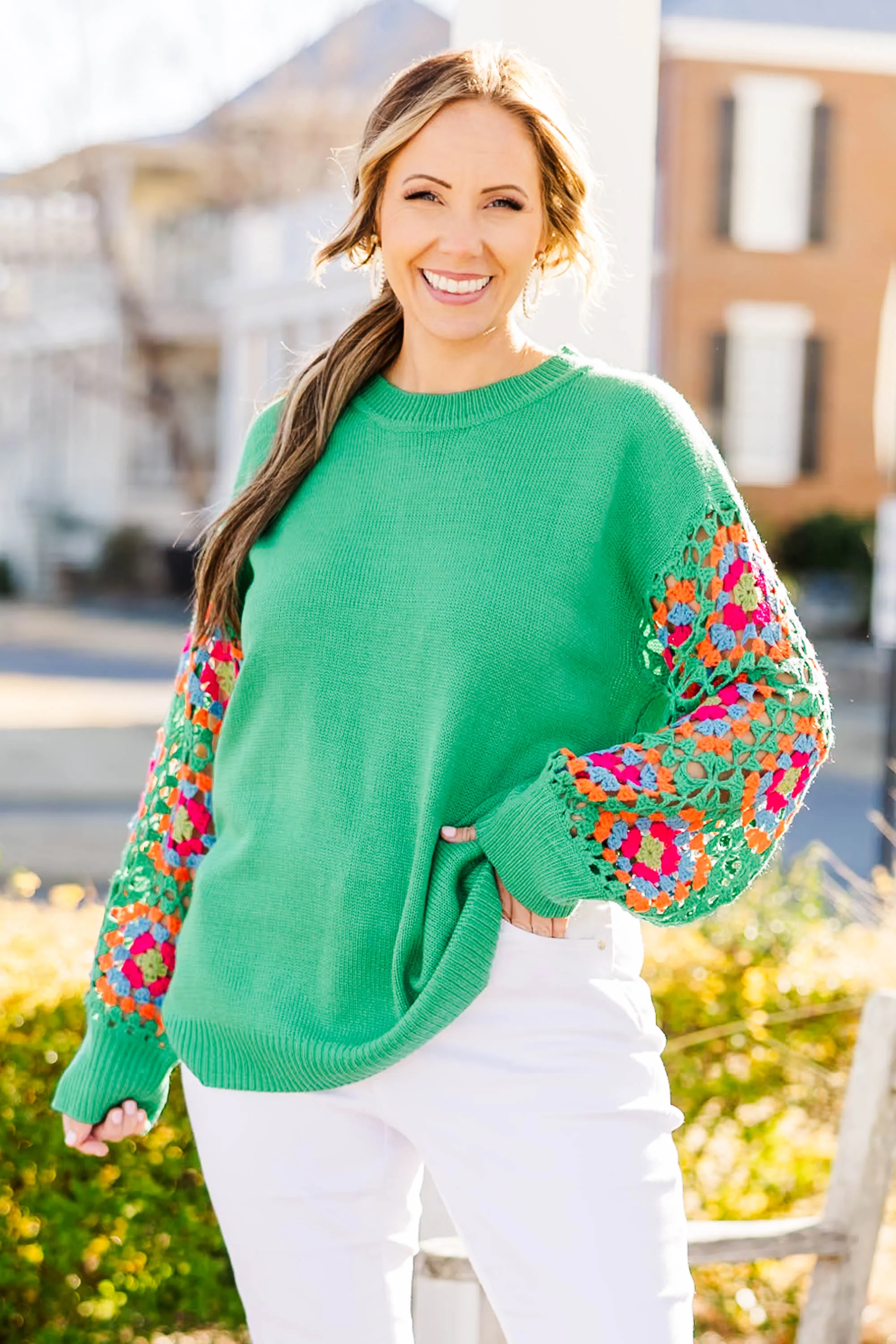 Queen of Peace Sweater, Kelly Green - Weilaico