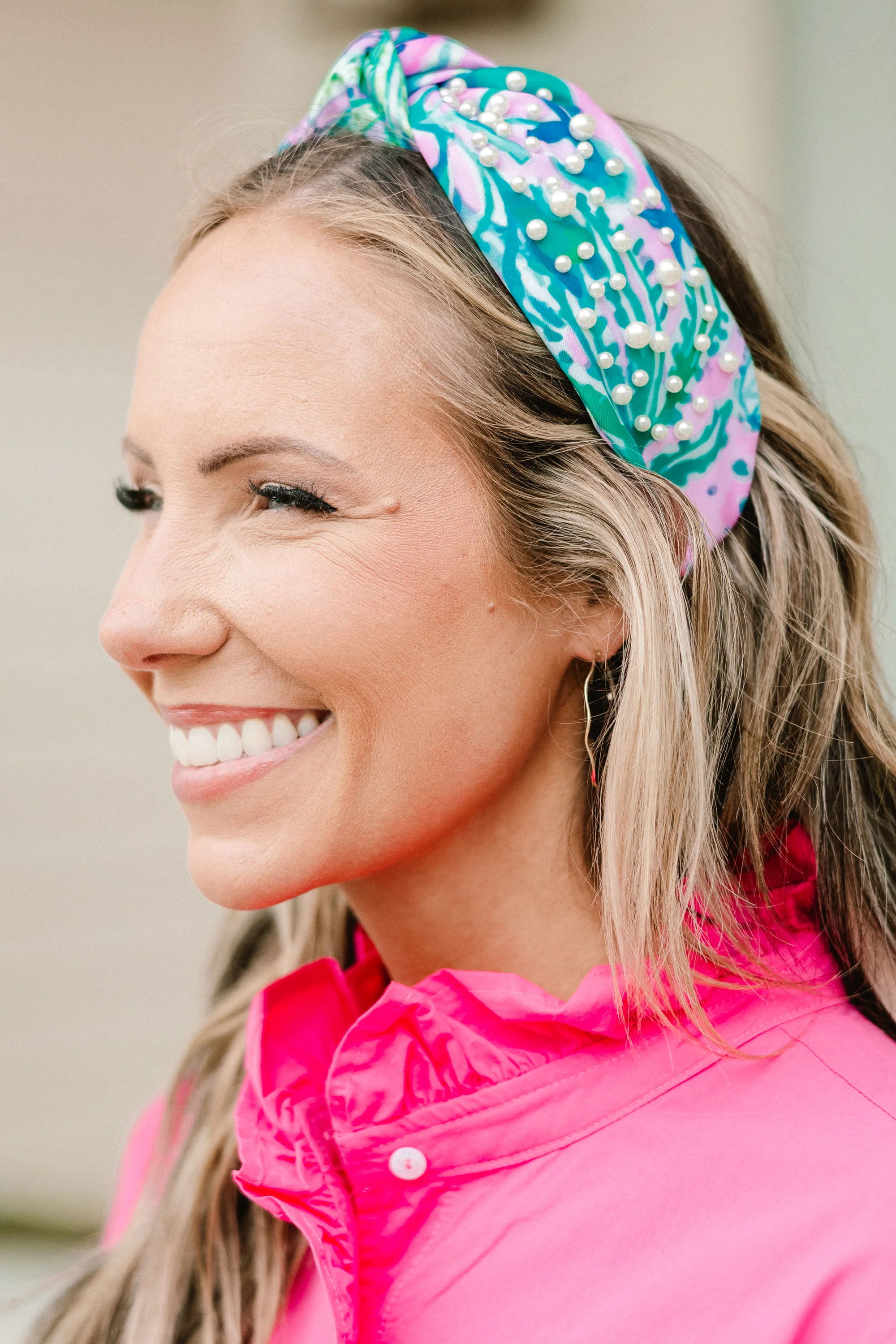 Brighter Days Are Comin' Headband, Pink-Teal - Weilaico