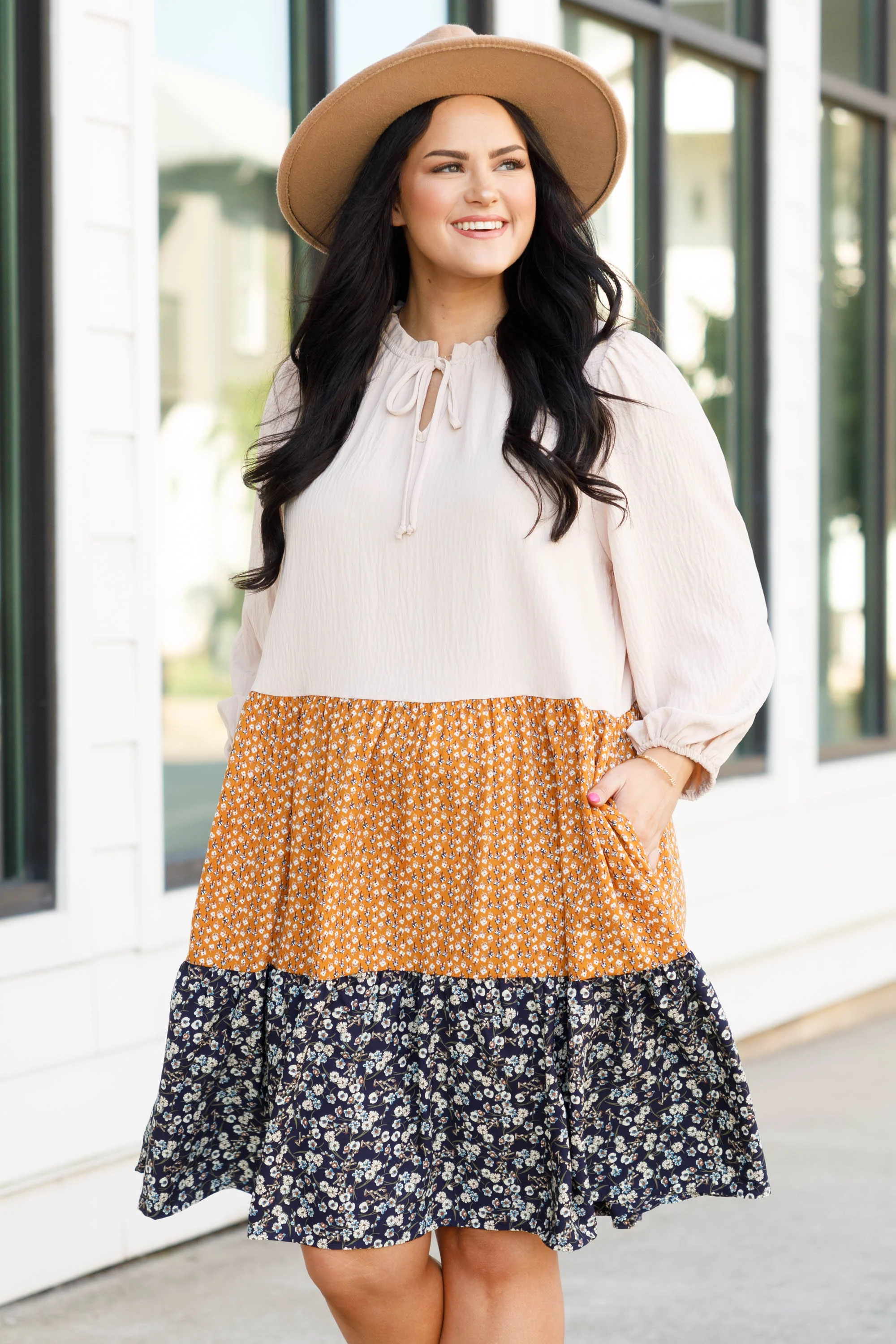 Beauty Is Within Dress, Taupe - Weilaico