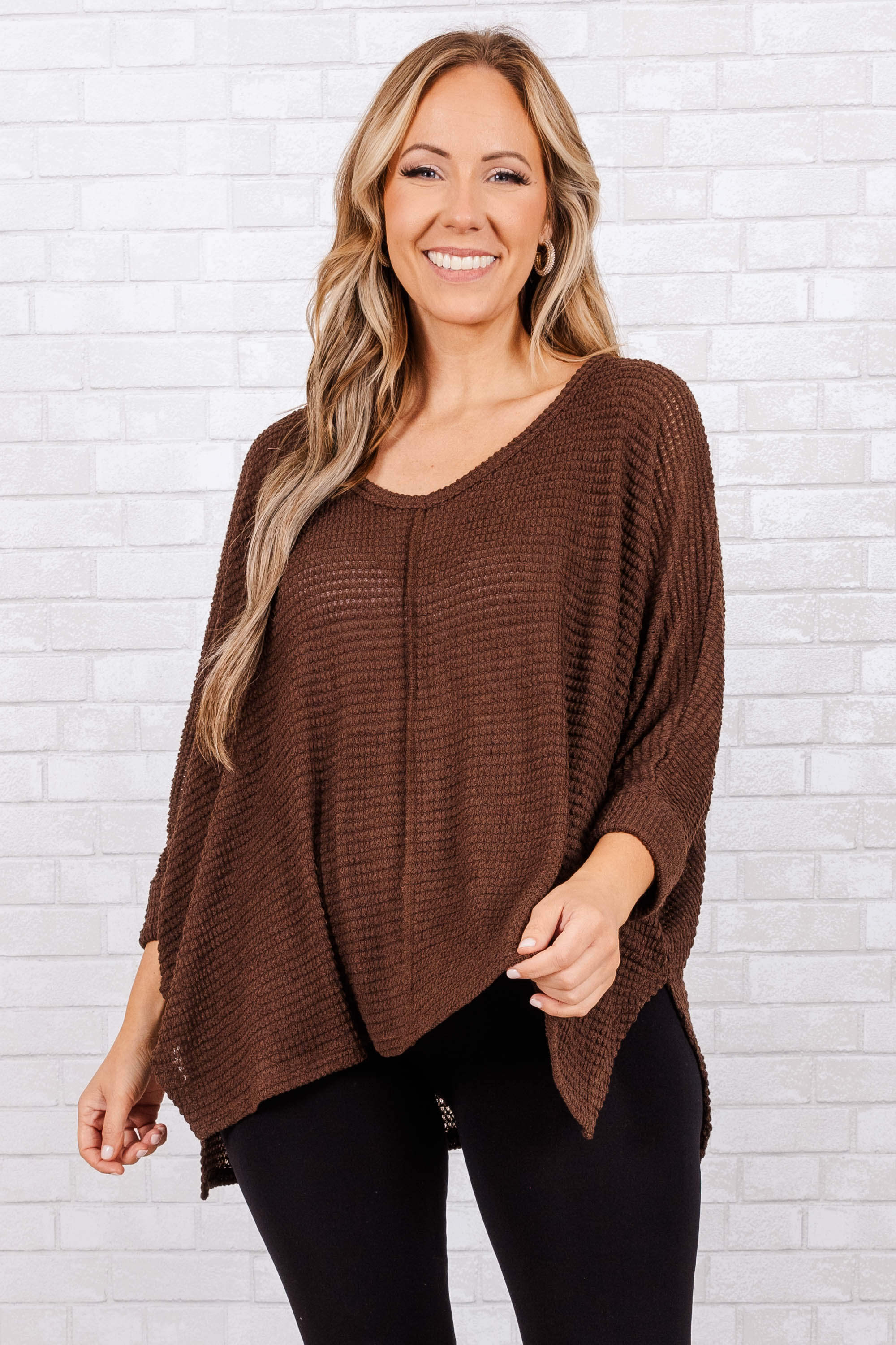 Let Me Think Top, Brown - Weilaico