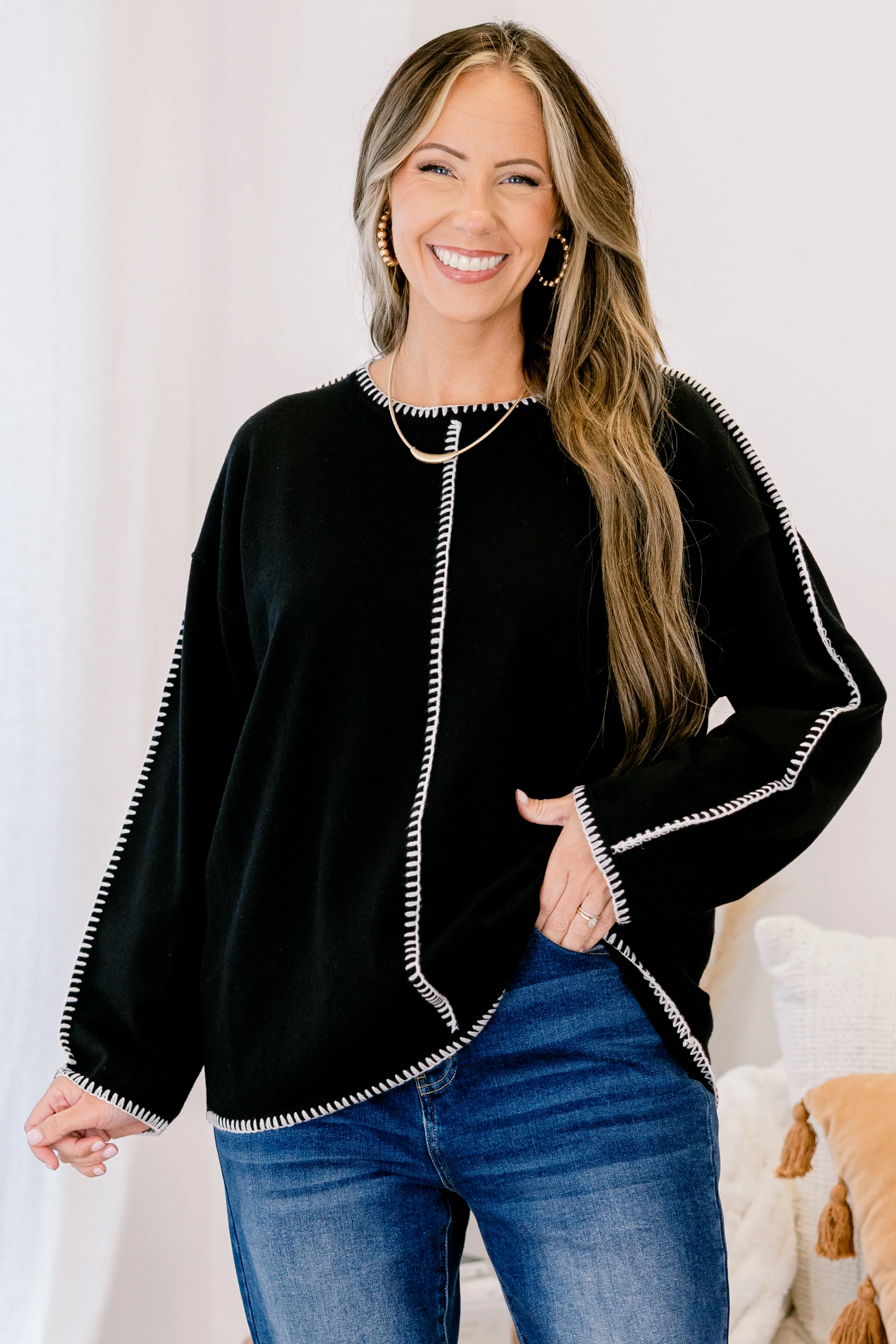 Whispered Comfort Sweater, Black - Weilaico