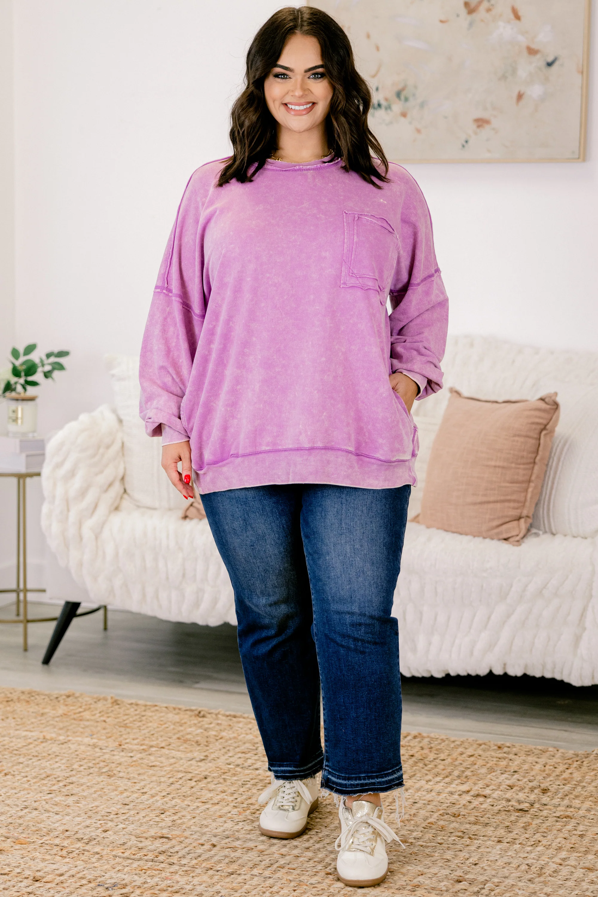 Staying Positive Top, Bright Violet - Weilaico