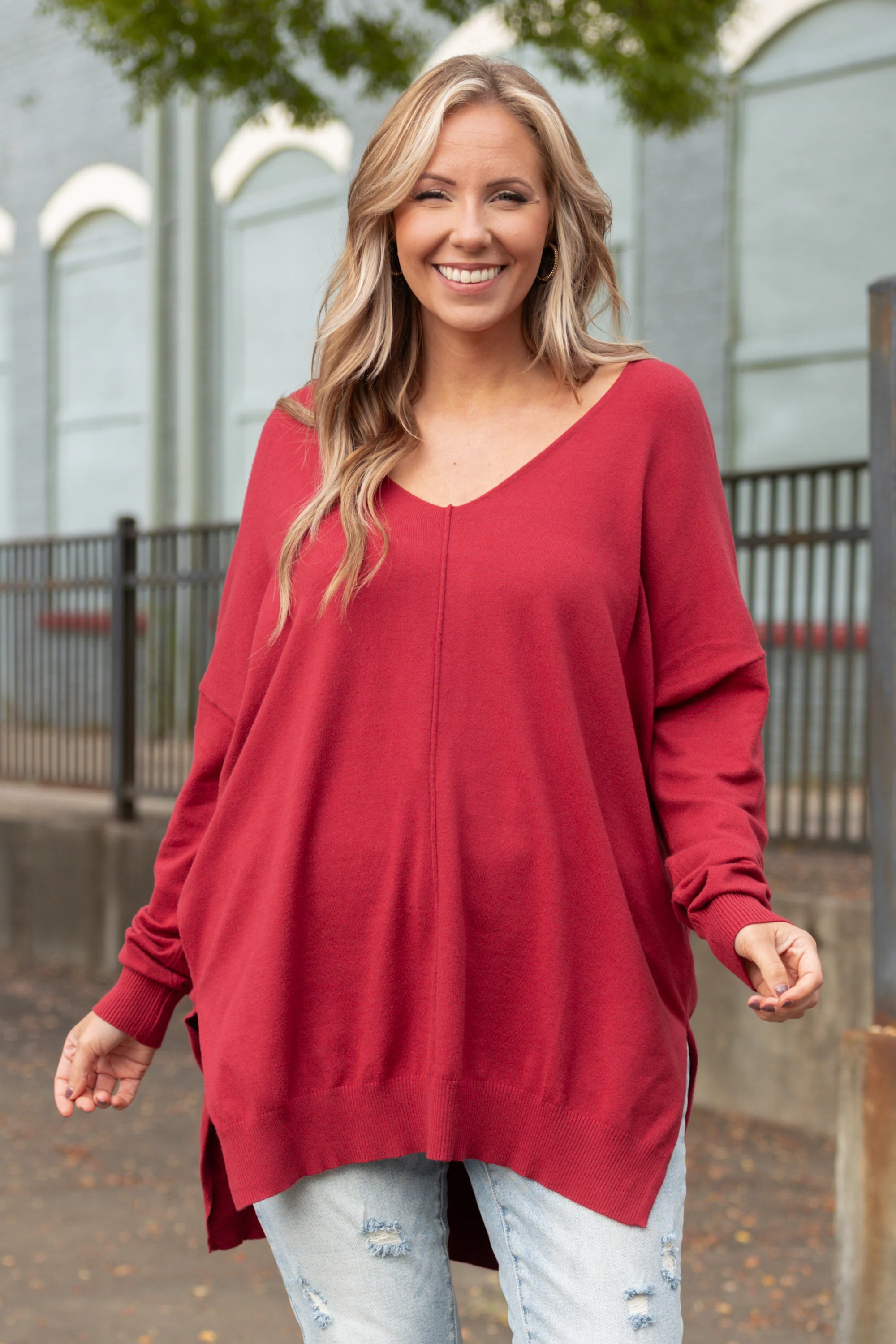 Miss Who I Was Sweater, Dark Rust - Weilaico