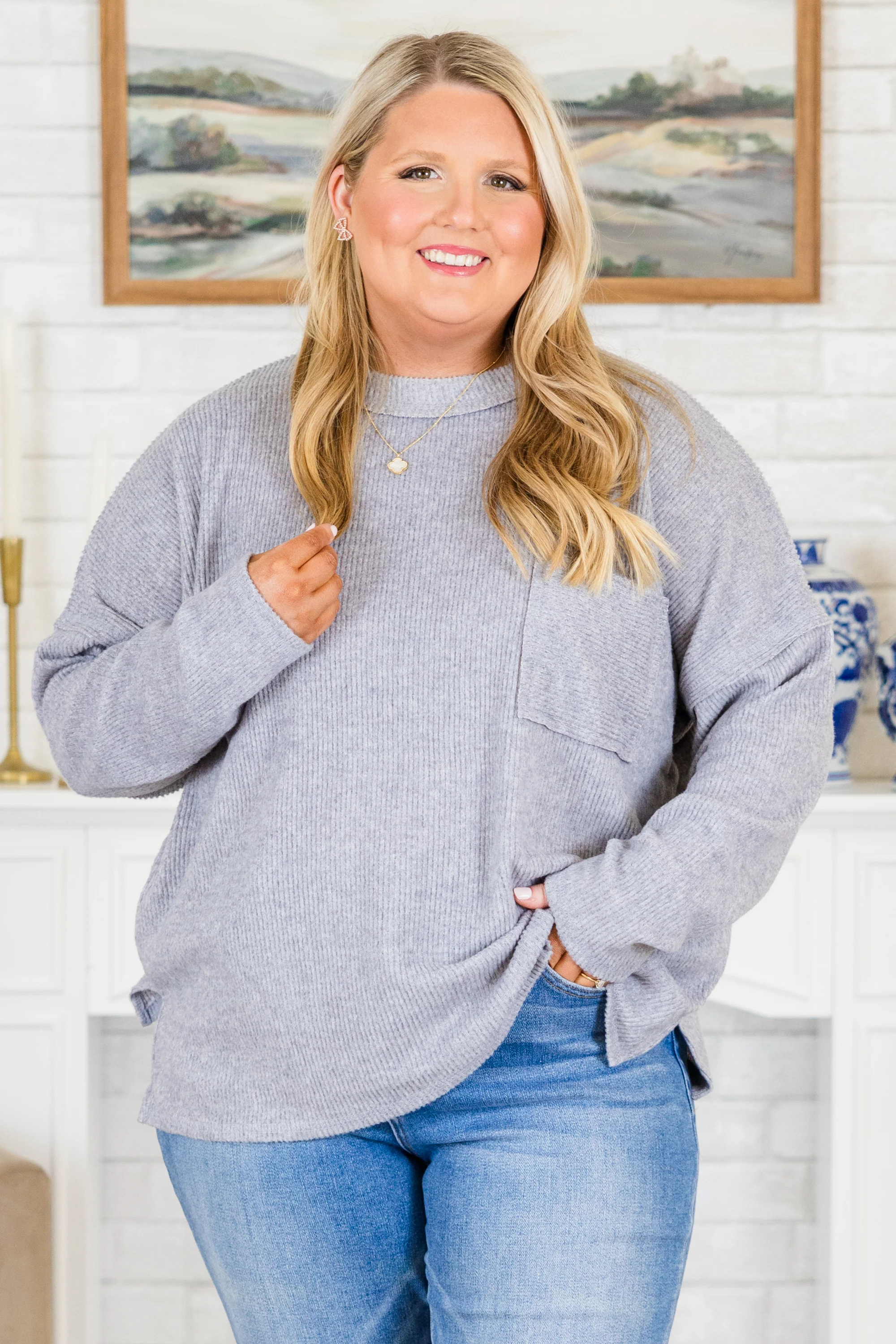 Lookin' Good Feelin' Better Sweater, Heather Gray - Weilaico