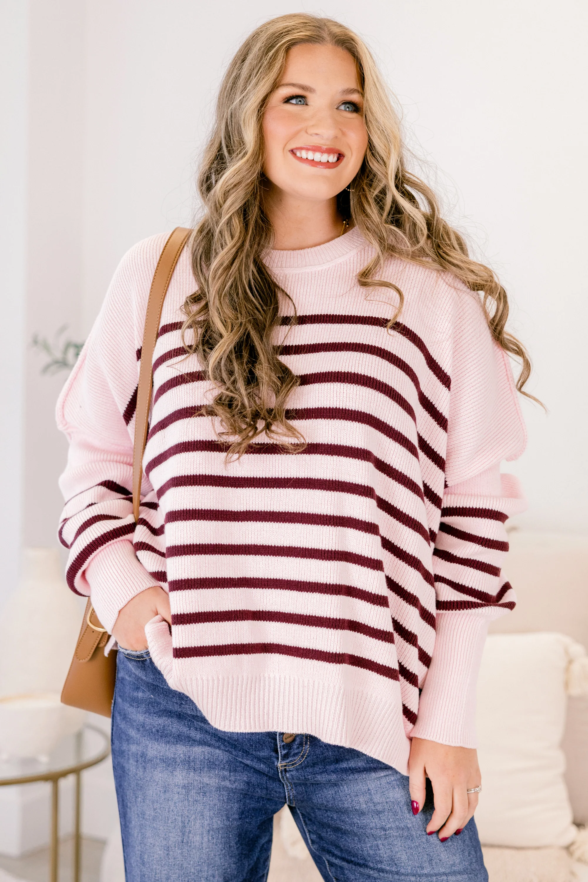 Magically Perfect Sweater, Pink Stripe - Weilaico