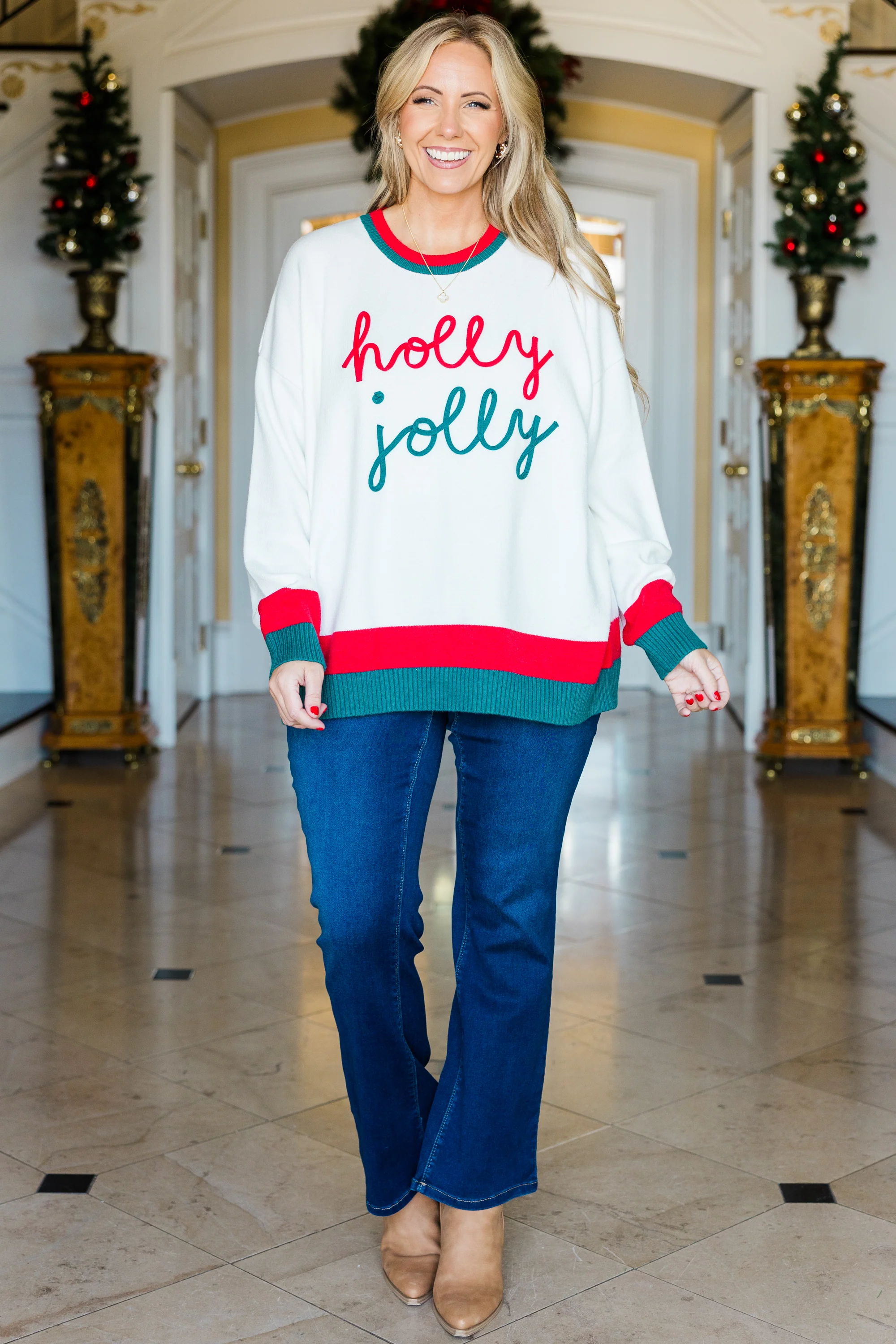 Holly Jolly Baby Sweater, White - Weilaico