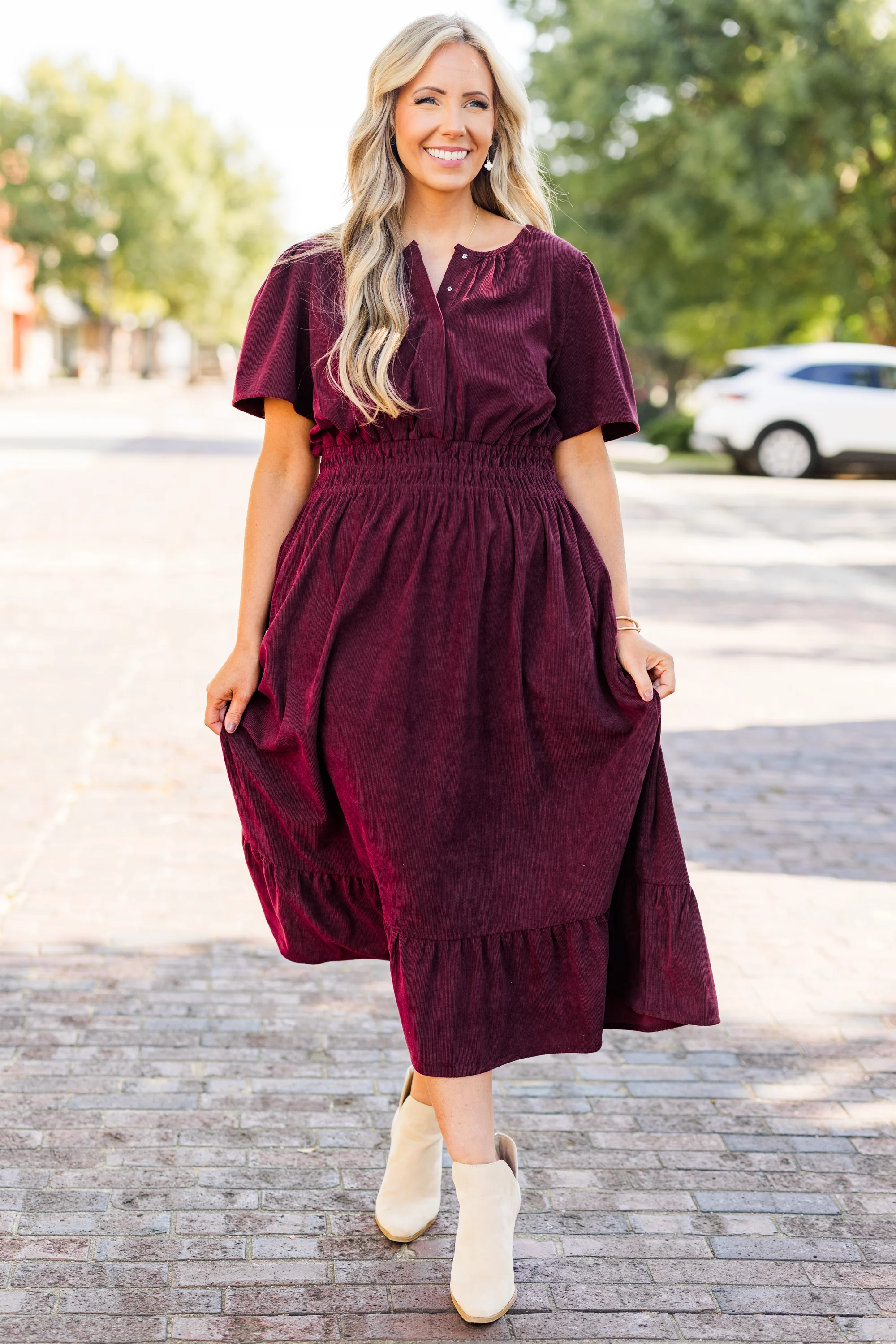 Lost In Time Dress, Plum - Weilaico