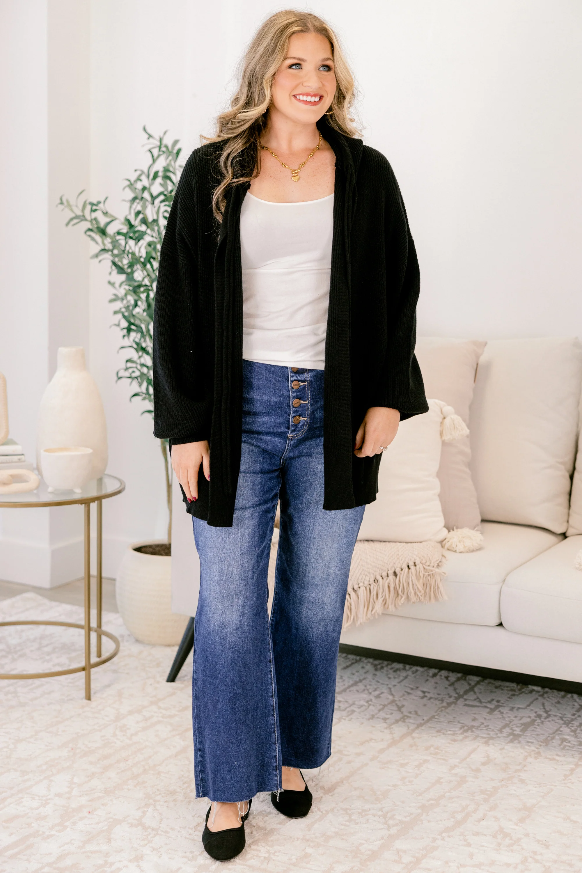 Kind Of Comforting Cardigan, Black - Weilaico