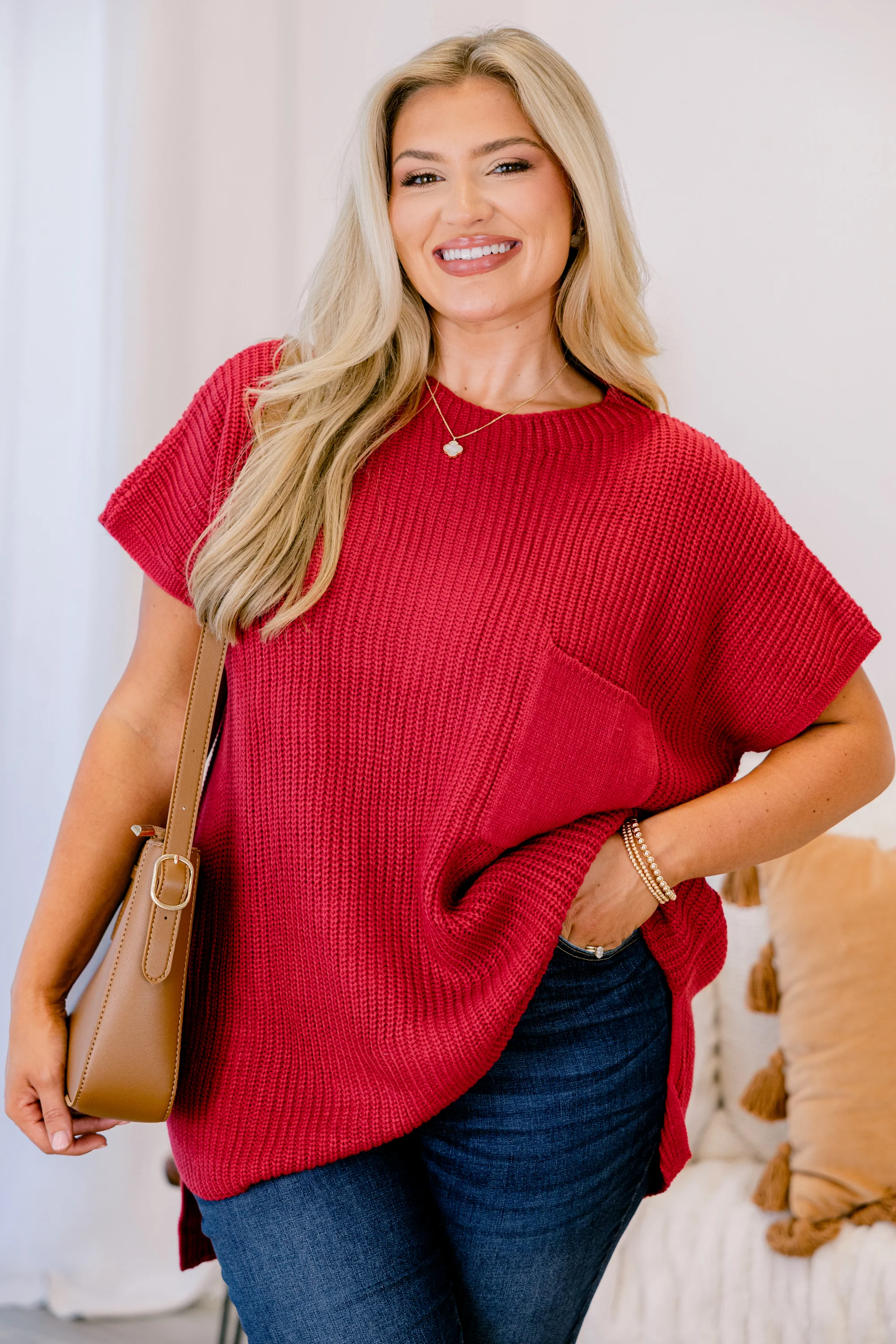 Imagine My World Sweater, Red - Weilaico