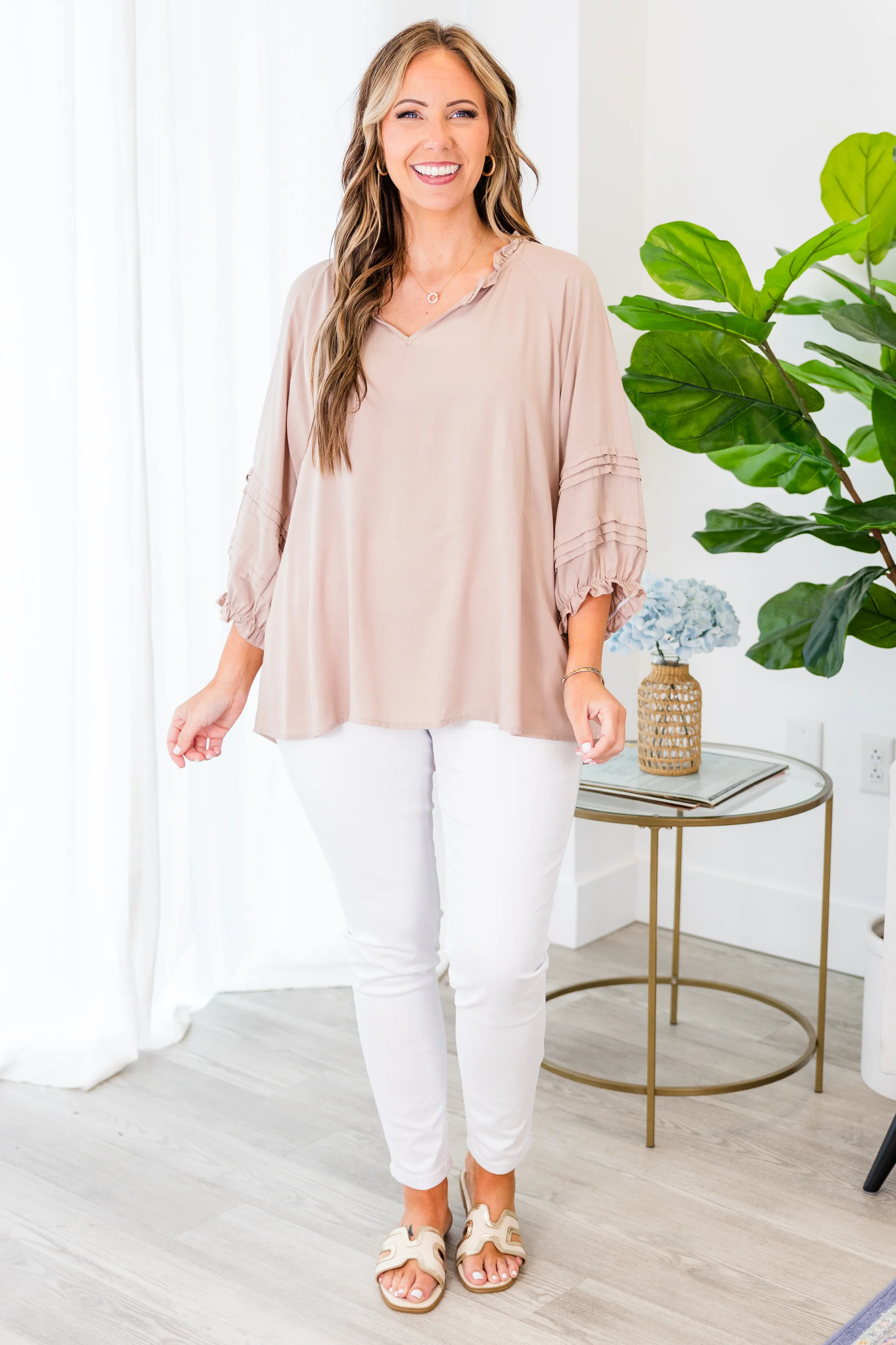 Almost Ready Top, Taupe - Weilaico