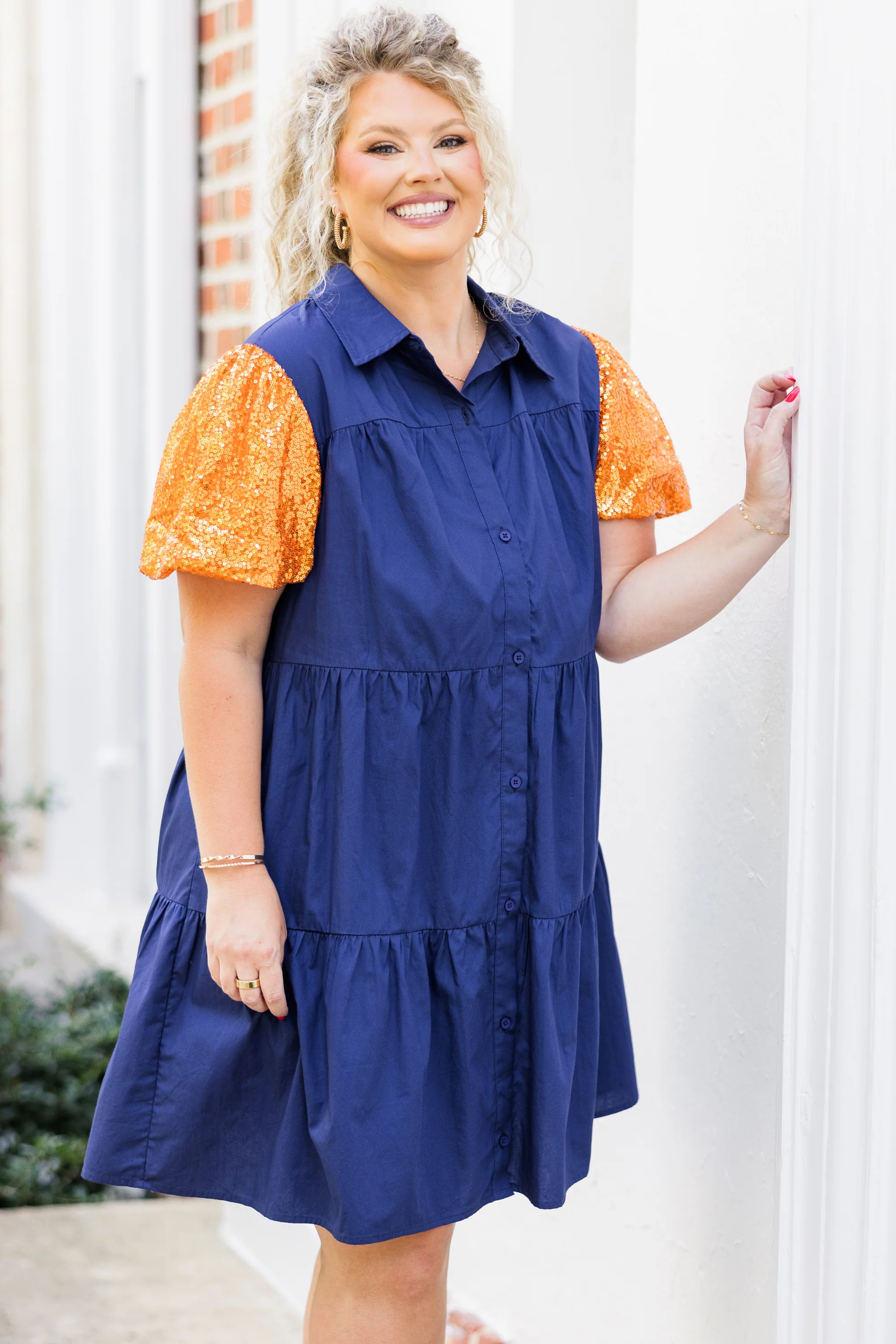 Game Day Glam Dress, Orange - Weilaico