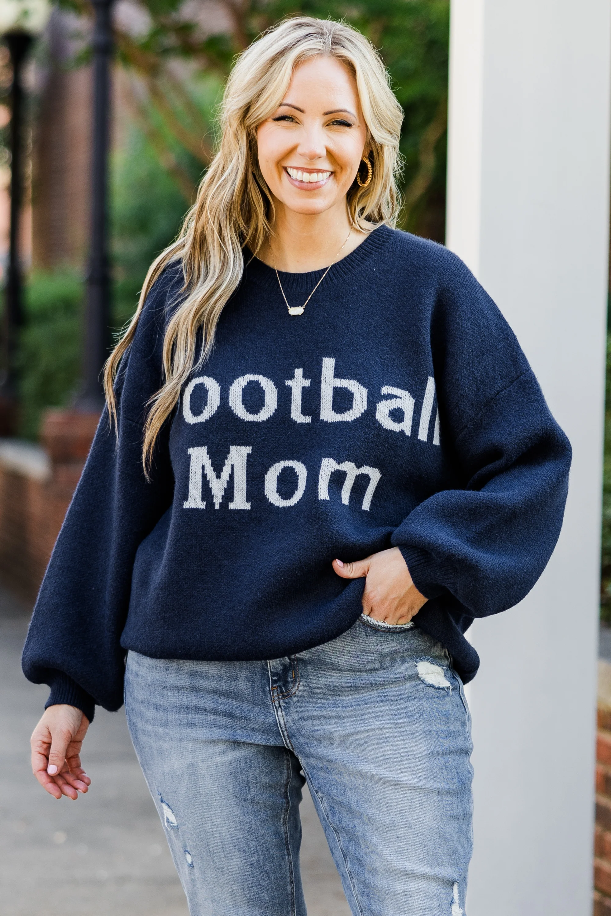 Football Mom Sweater, Navy - Weilaico