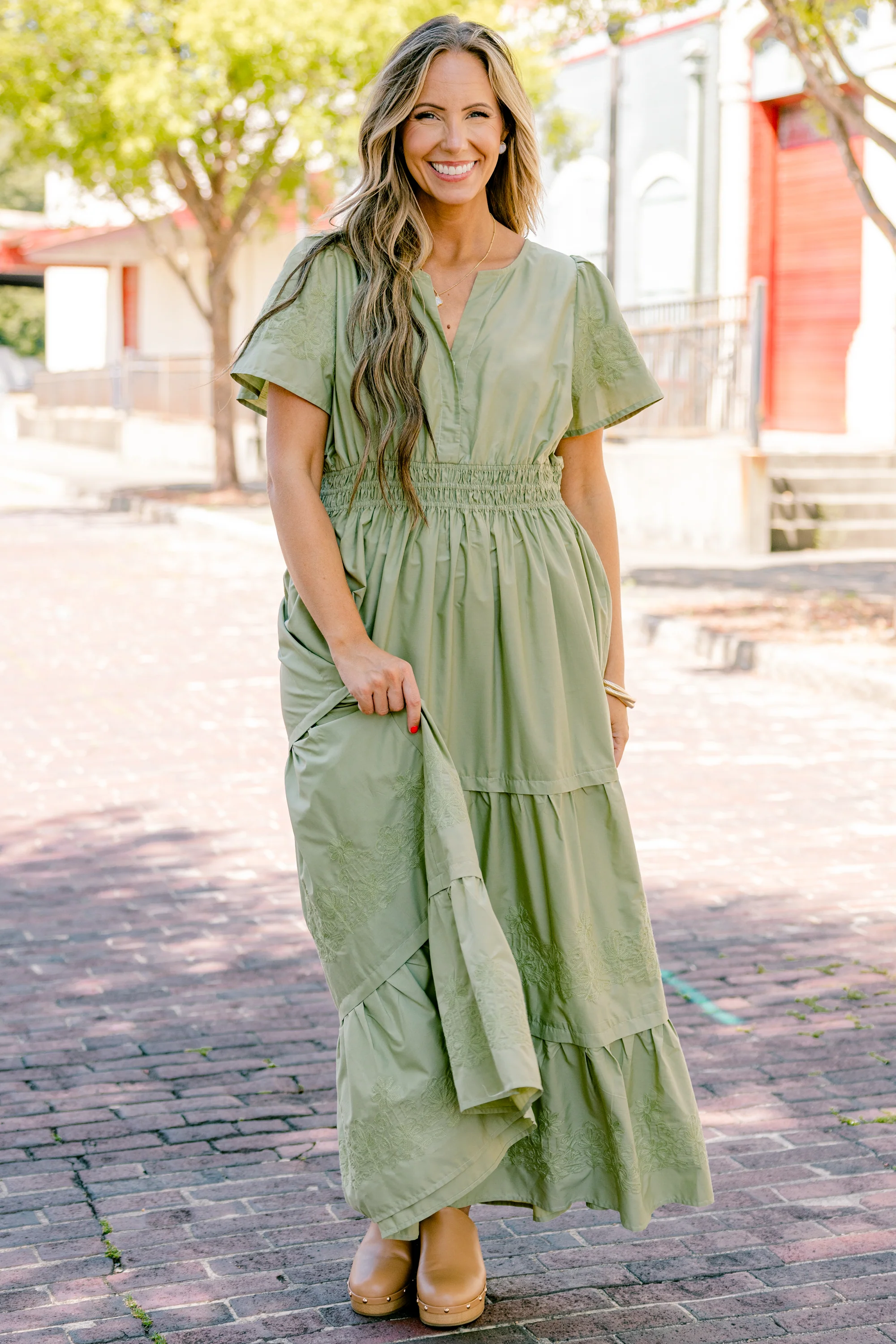 Somewhere Beautiful Dress, Olive - Weilaico