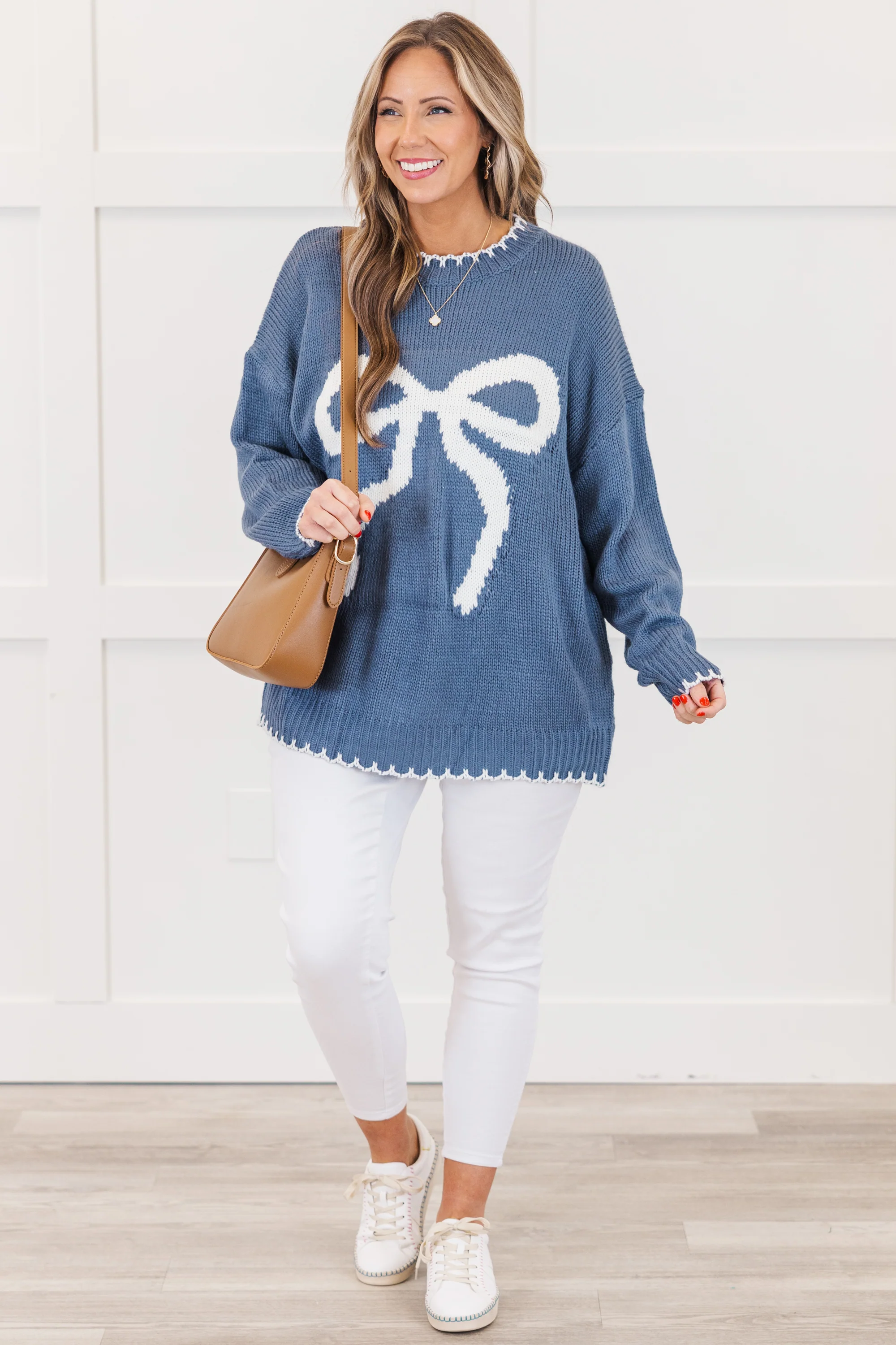 Cute And Charming Sweater, Blue - Weilaico