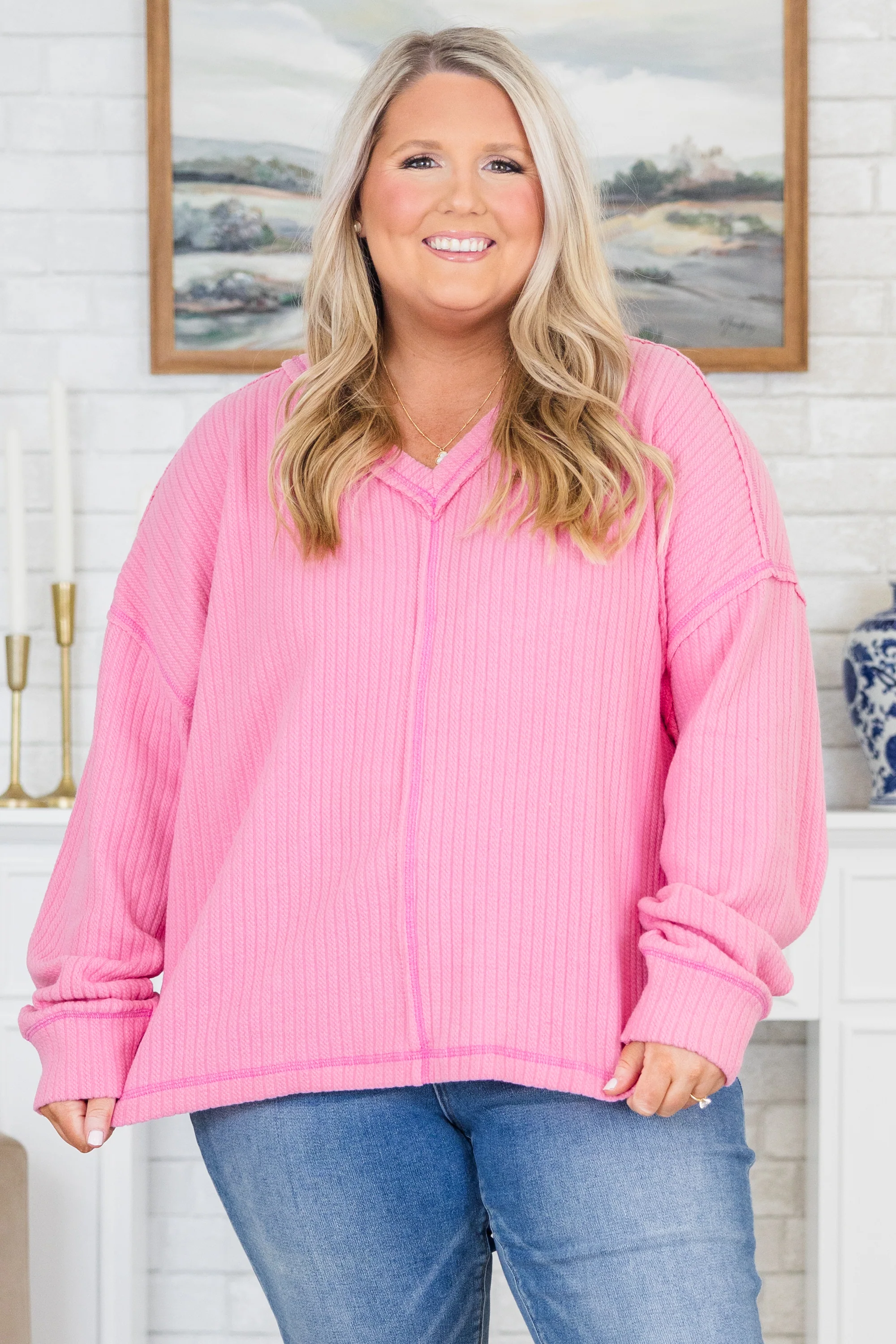 In The Orchard Sweater, Pink - Weilaico