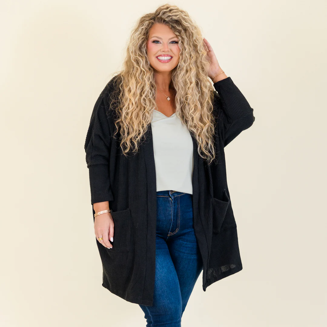 In My Cozy Era Cardigan, Black - Weilaico