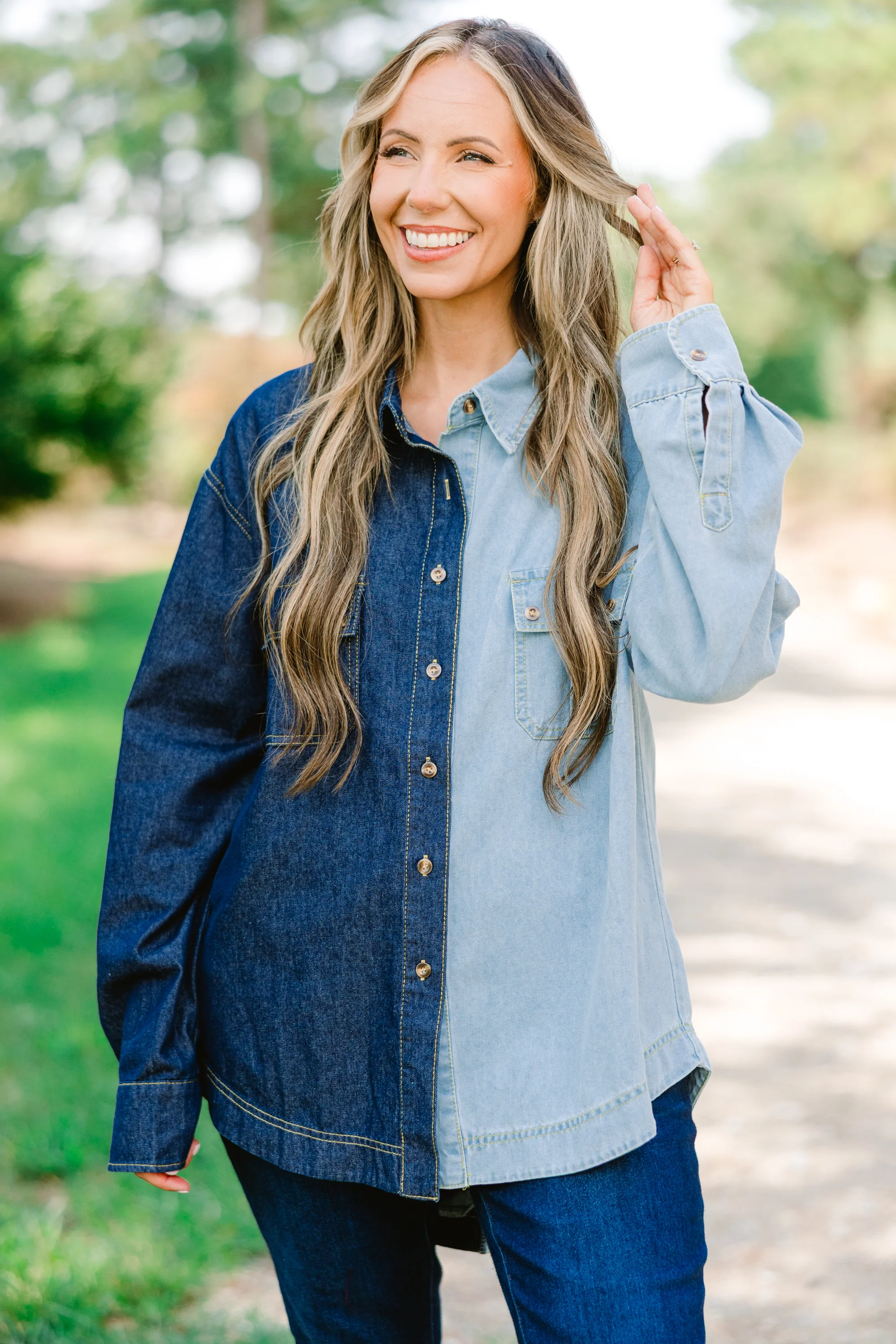 Dolly Top, Denim - Weilaico