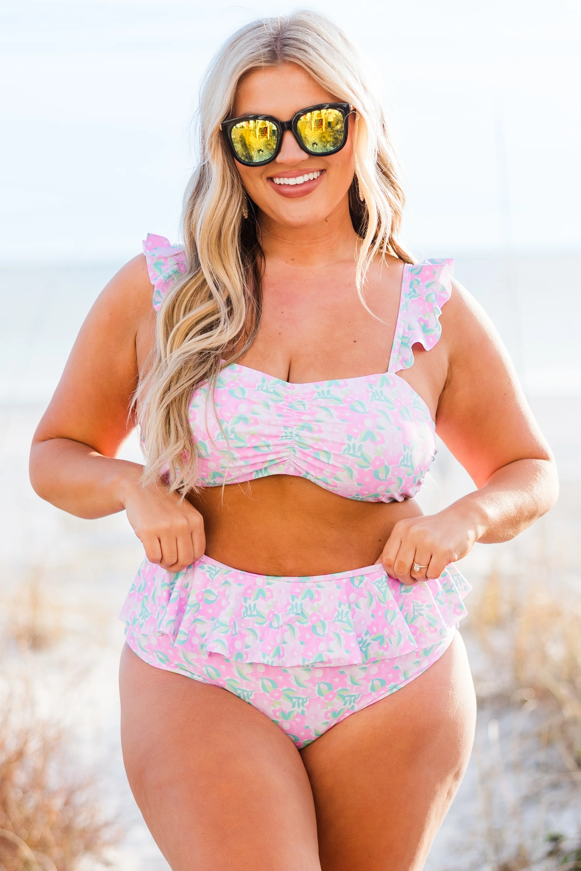 Sugar Sands Swim Top, Pink Floral - Weilaico