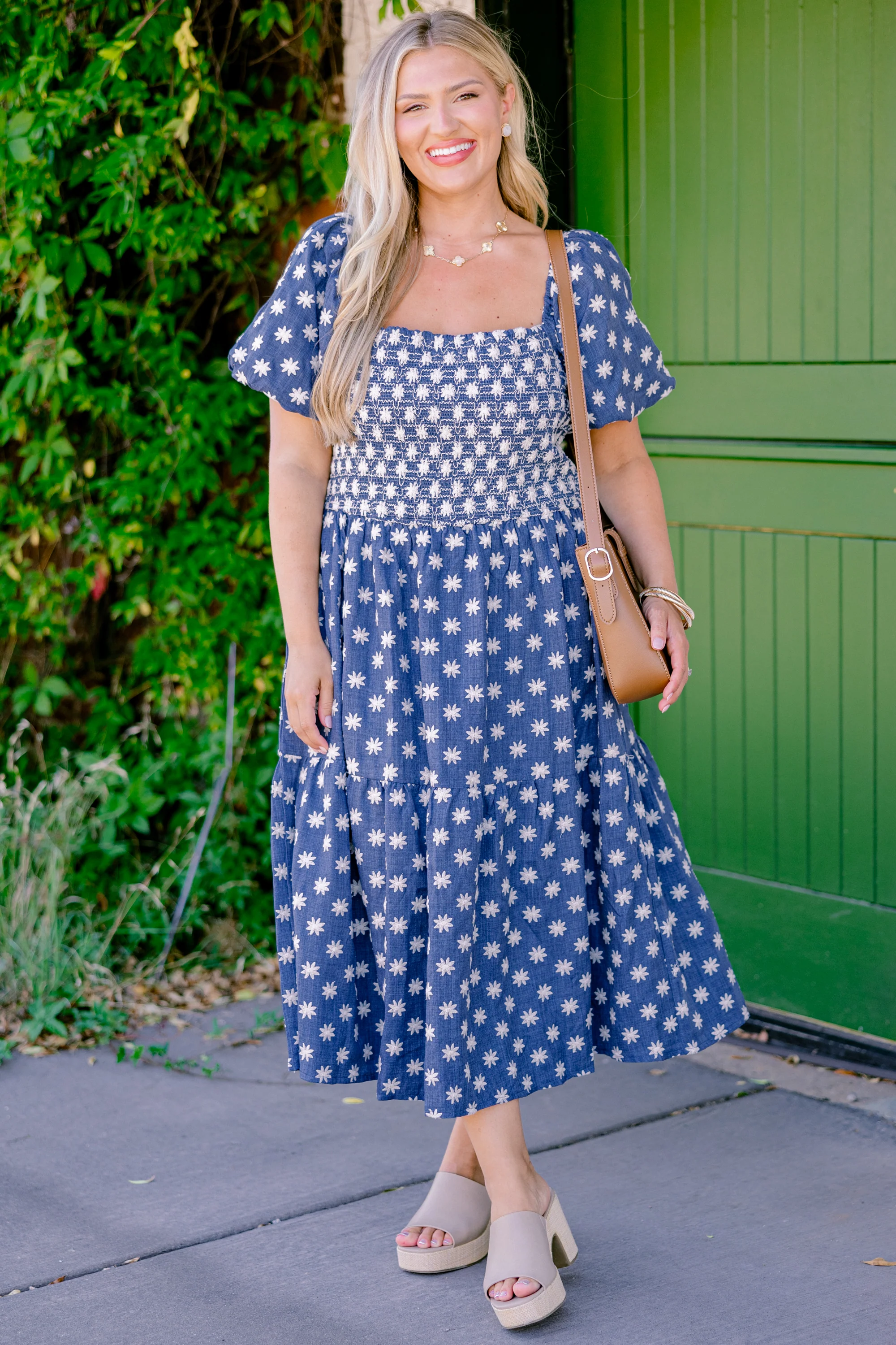 Feeling Grateful Midi Dress, Denim - Weilaico
